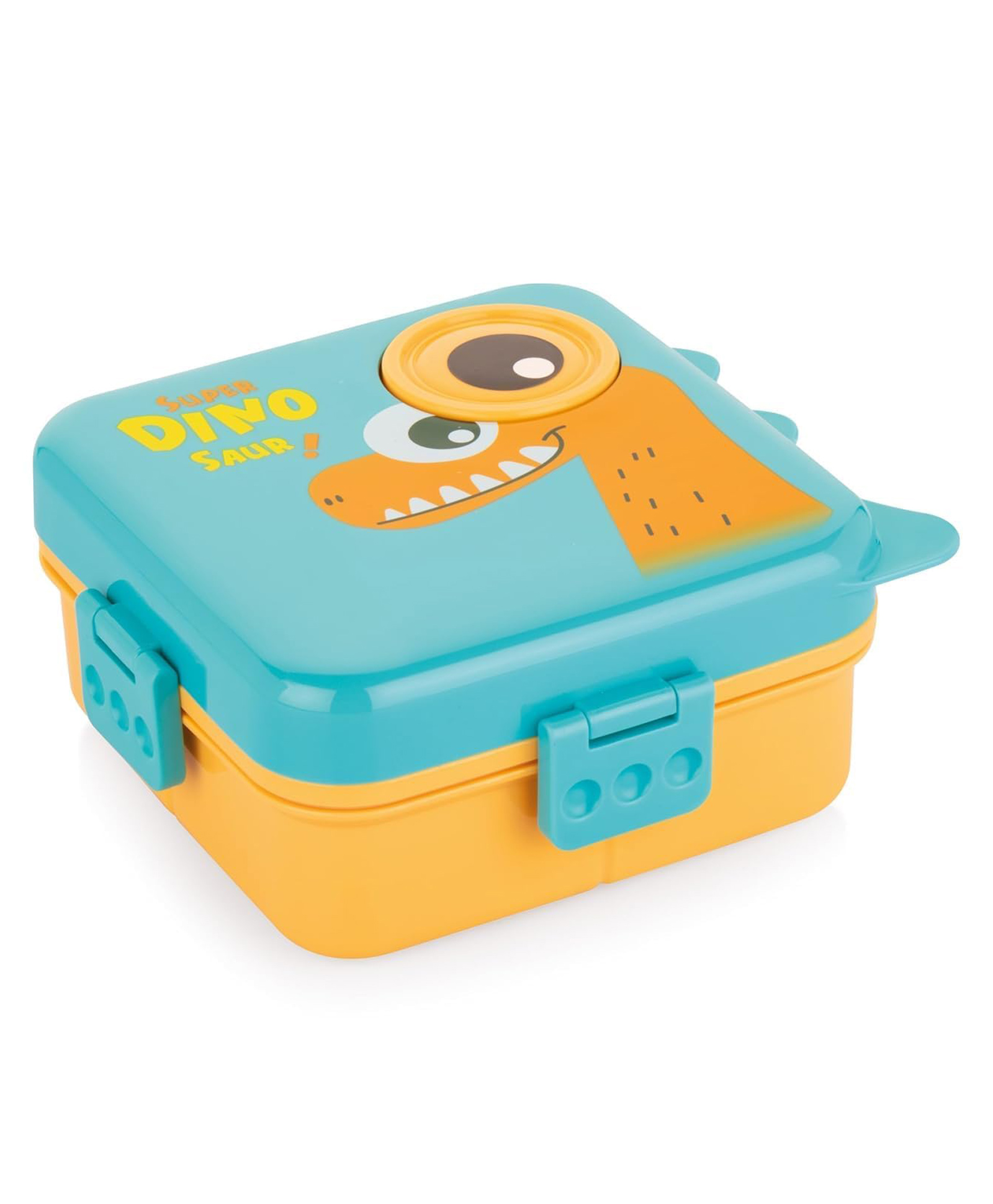 Ji and Ja Lunch Box 2 Layer Plastic Lunch Box Comes with 1 Detachable Tray, 1 Small Container & 1 Spoon Ideal for Kids BPA Free (Multi Colour)DINO-image-19