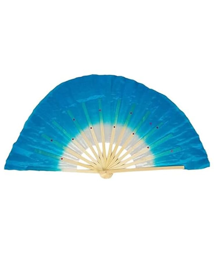 BookMyCostume Silk Fancy Dress Accessory Japanese Bamboo Fan - Blue-image-3