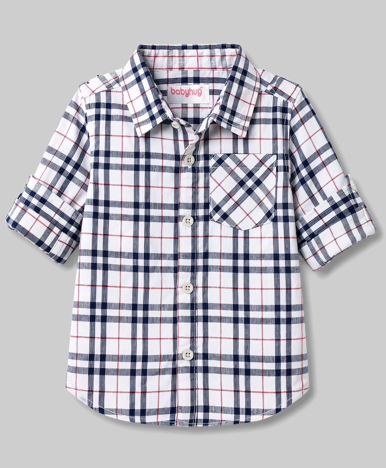 Babyhug Cotton Woven Shirt Full Sleeve Regular Collar Check Multi 2-3 Years-picture-13
