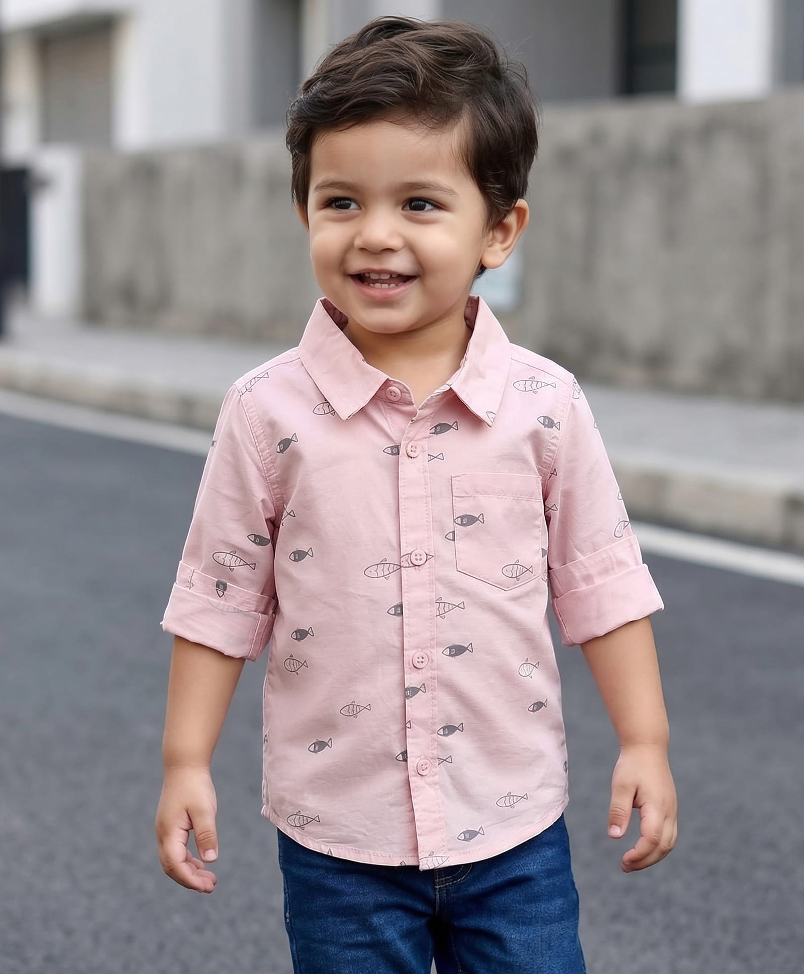 Babyhug 100% Cotton Woven Full Sleeves Sea Life Printed Shirt - Light Pink-picture-14