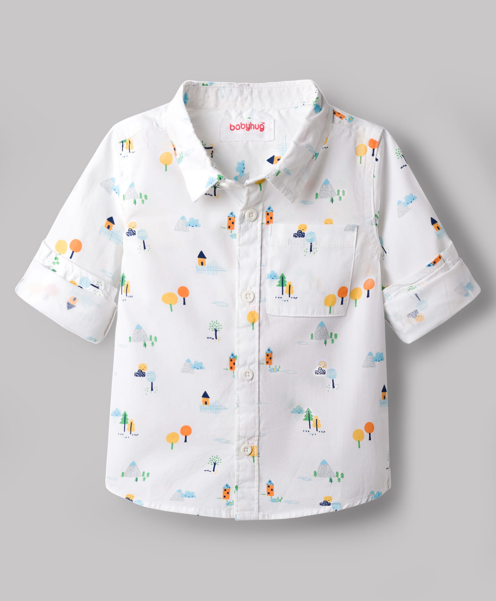 Babyhug Cotton Woven Shirt Full Sleeve Regular Collar Printed White 18-24 Months-image-25