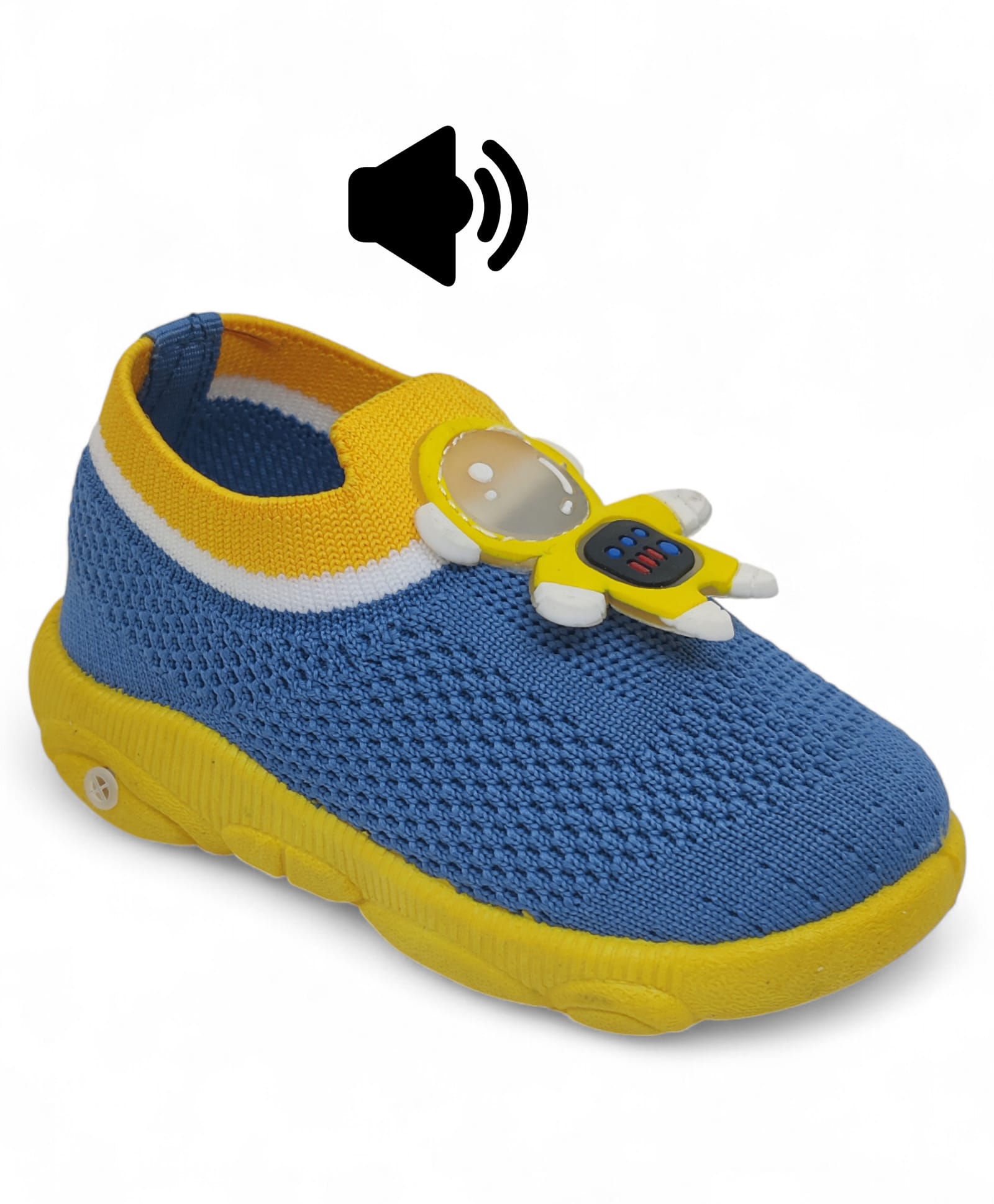 Lil Lollipop Colour Blocked Mesh & Astronaut Applique Detailed Slip On Musical Shoes - Blue-picture-21