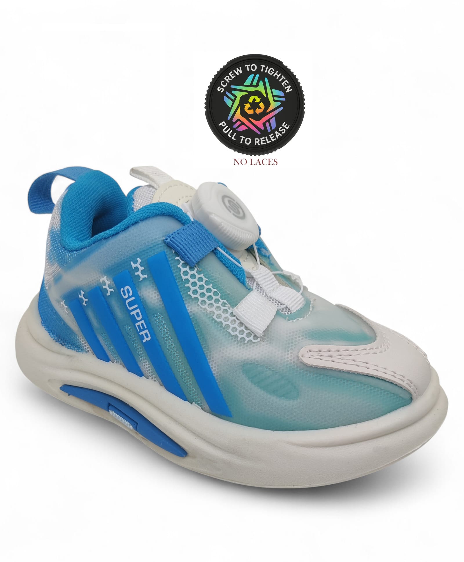 Lil Lollipop Colour Blocked Super Text Designed Swivel Lock Shoes - Blue-picture-38