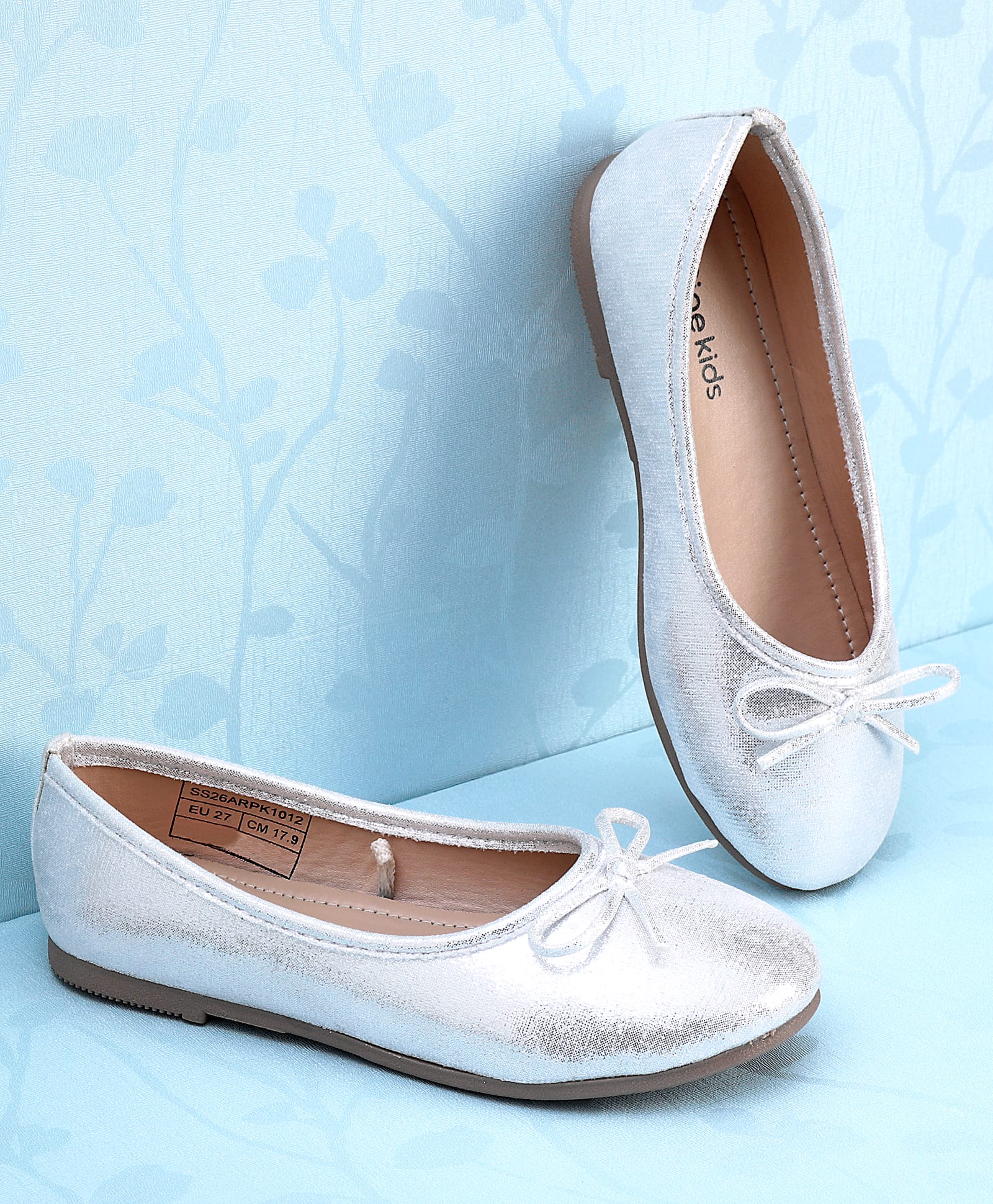 Pine Kids Slip On Solid Color Closed Toe Ballerina - Silver-image-8