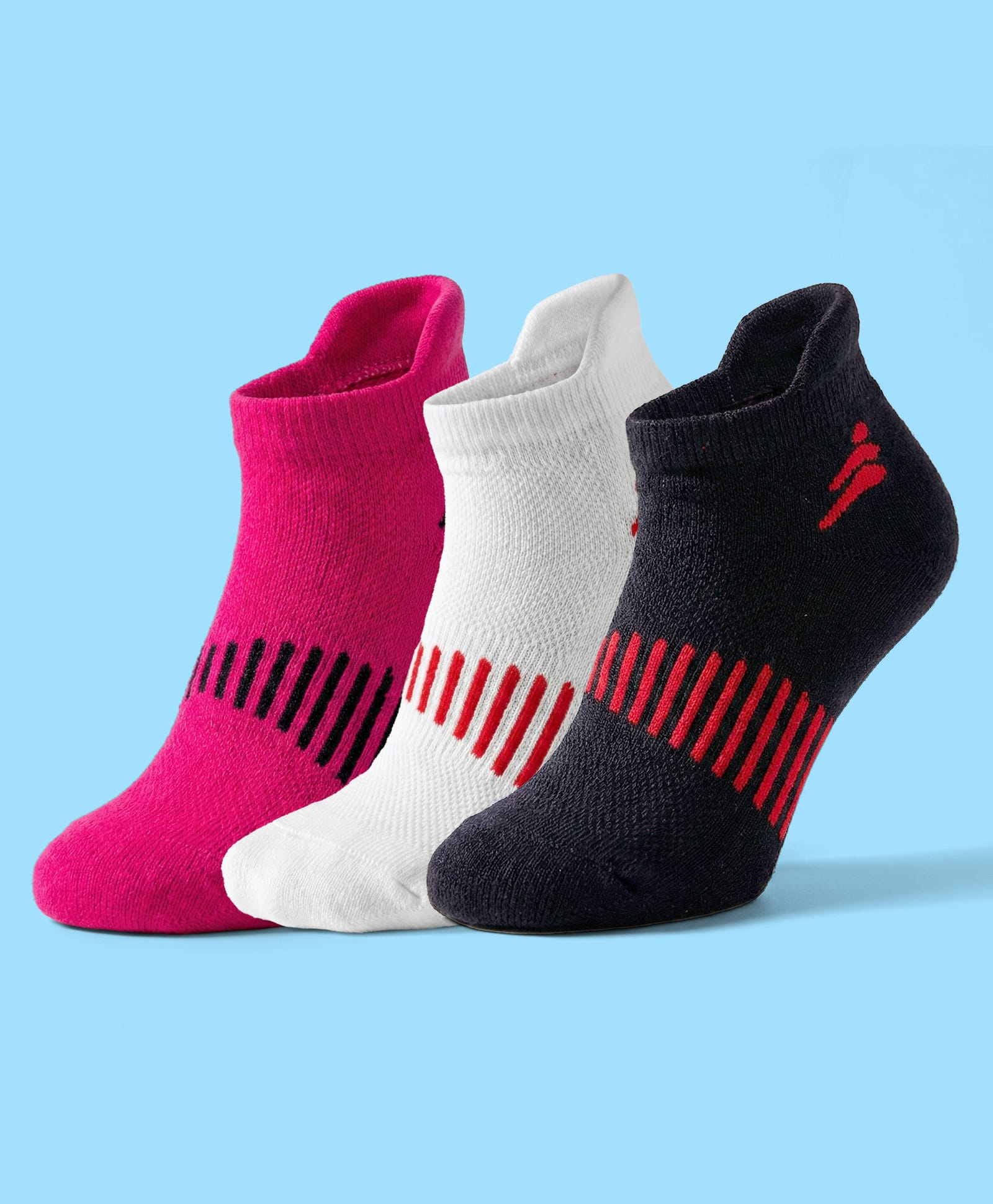 Pine Active Cotton Lycra Knit Ankle Length Socks With Stripes Pack Of 3 - White Black & Pink-picture-38