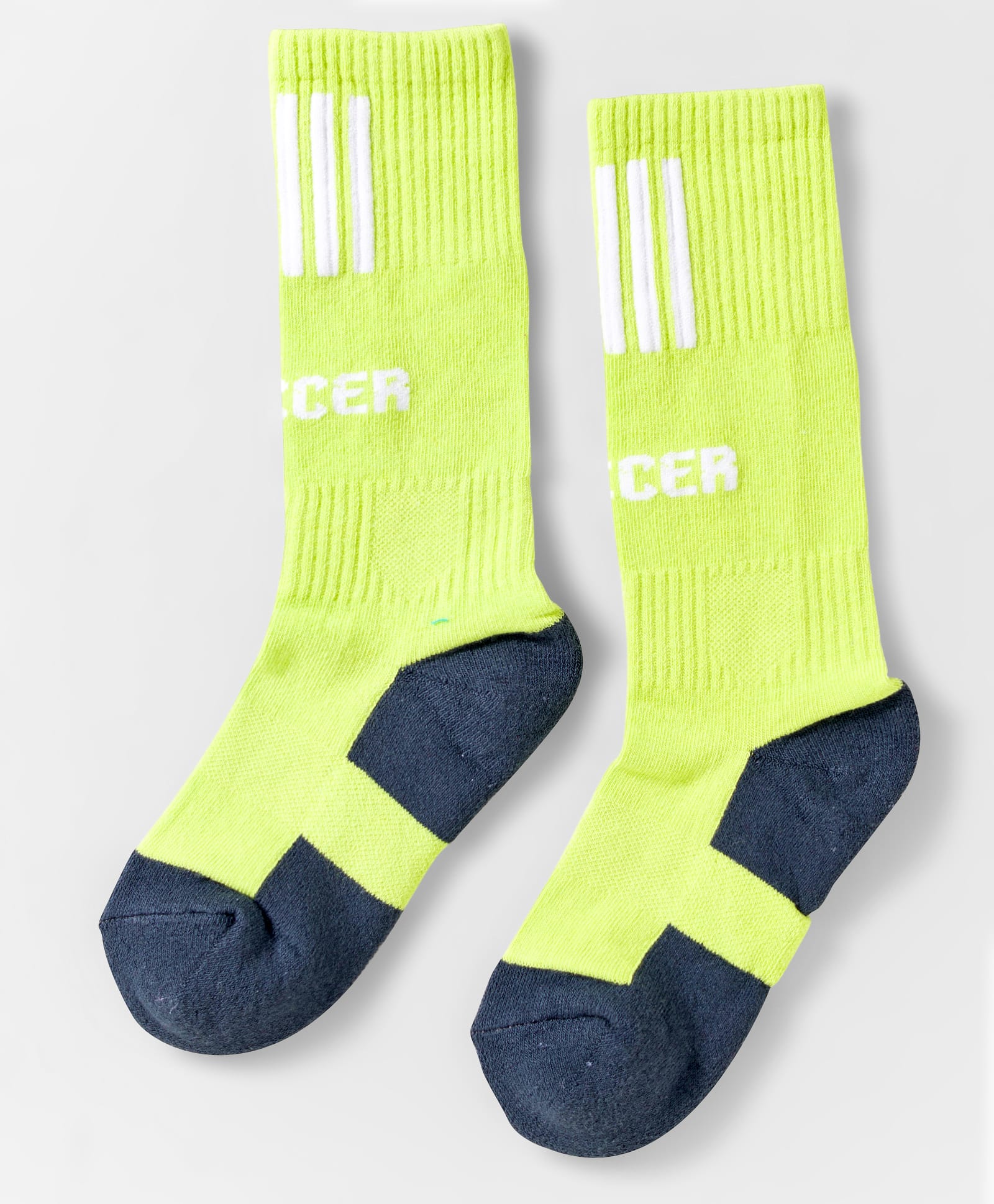 Pine Active Cotton Lycra Knit Breathable Knee Length Football Socks with Text Design - Neon Green-picture-14