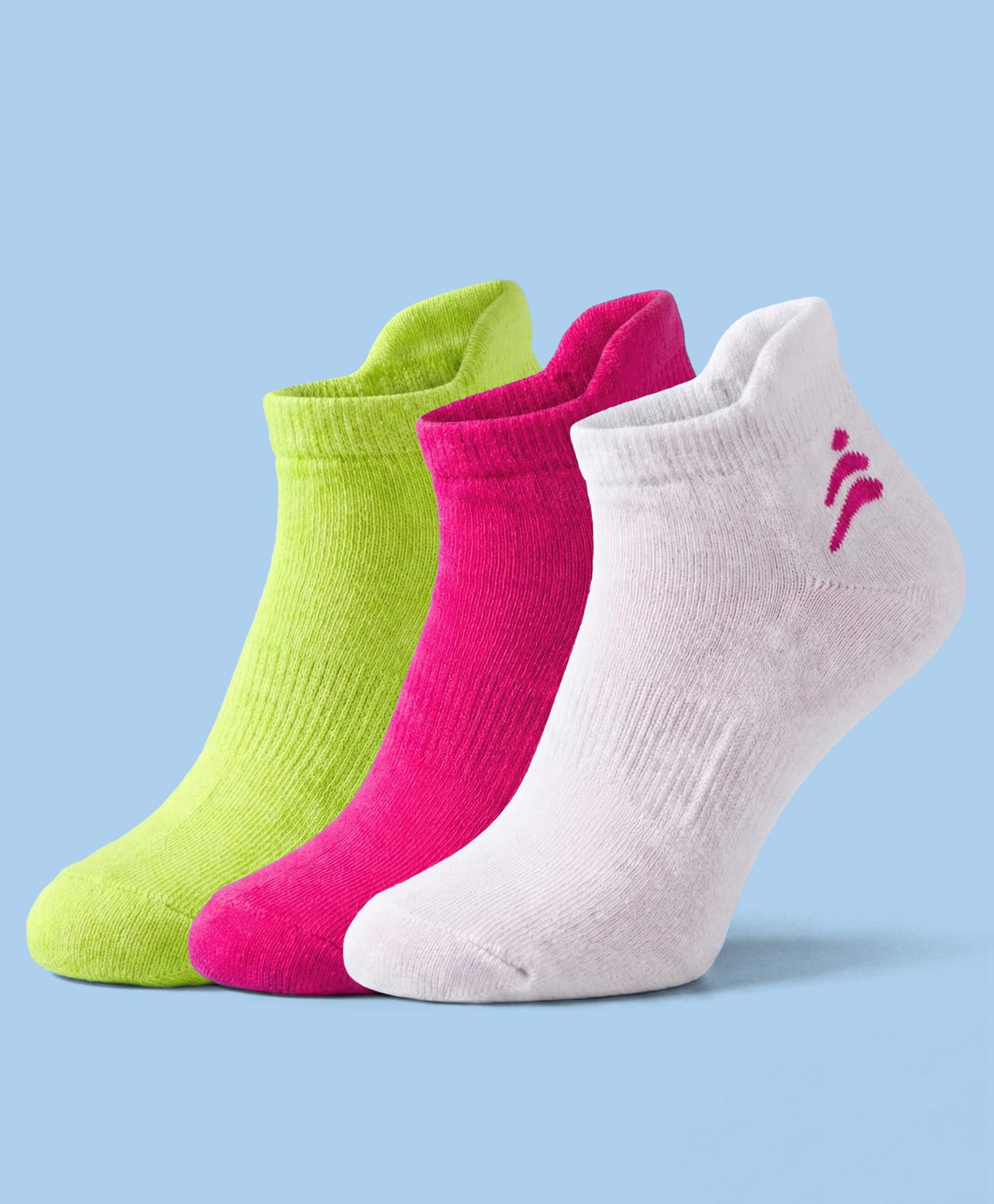 Pine Active Cotton Lycra Terry Knit Breathable Ankle Length Solid Athletic Socks Pack of 3 - White Pink & Light Green-picture-16