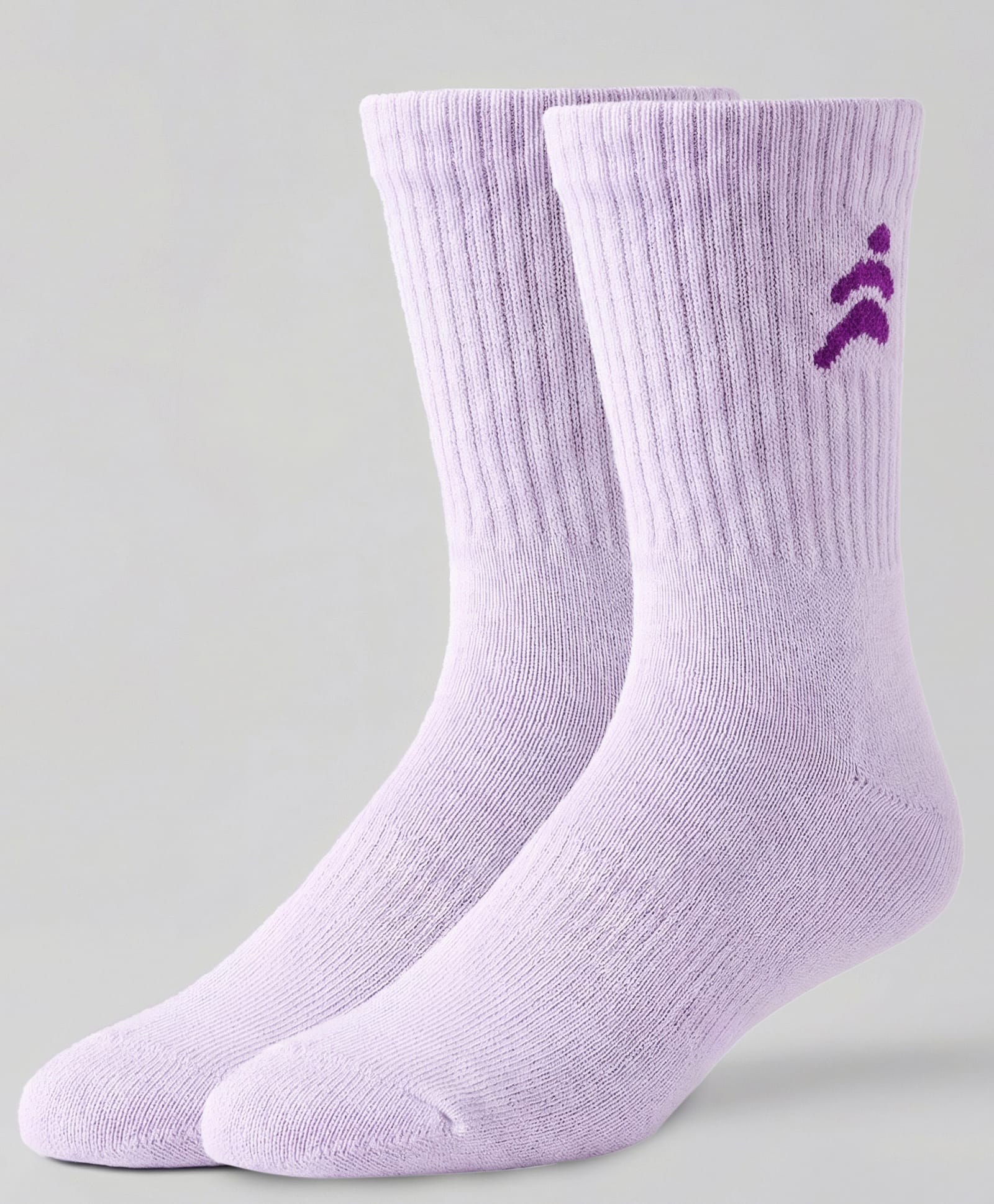 Pine Active Cotton Lycra Knit Breathable Calf Length Solid Color Athletic Socks - Lavender-picture-25