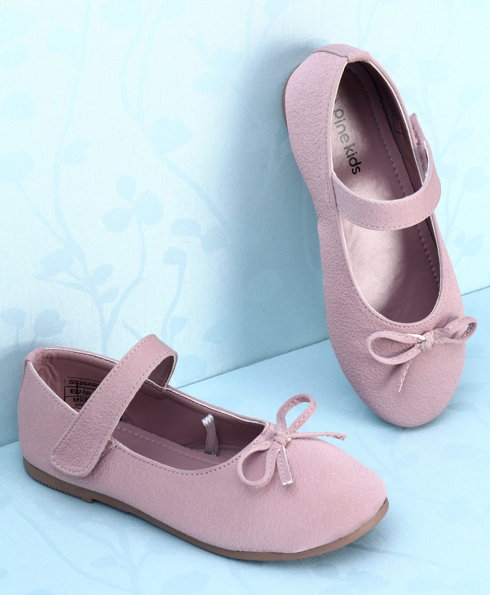 Pine Kids Velcro Closure Closed Toe Ballerina with Bow Applique - Pink-picture-21