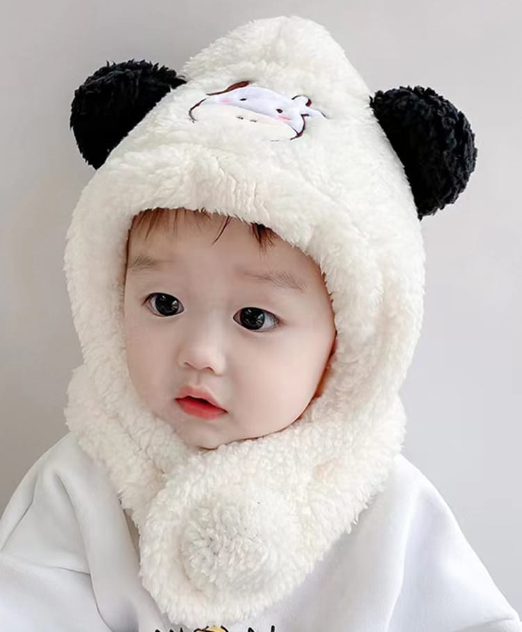 Babymoon Cow Patch Detailed Cap With Attached Earmuffs - White - Circumference - 48-54 Cms-picture-15