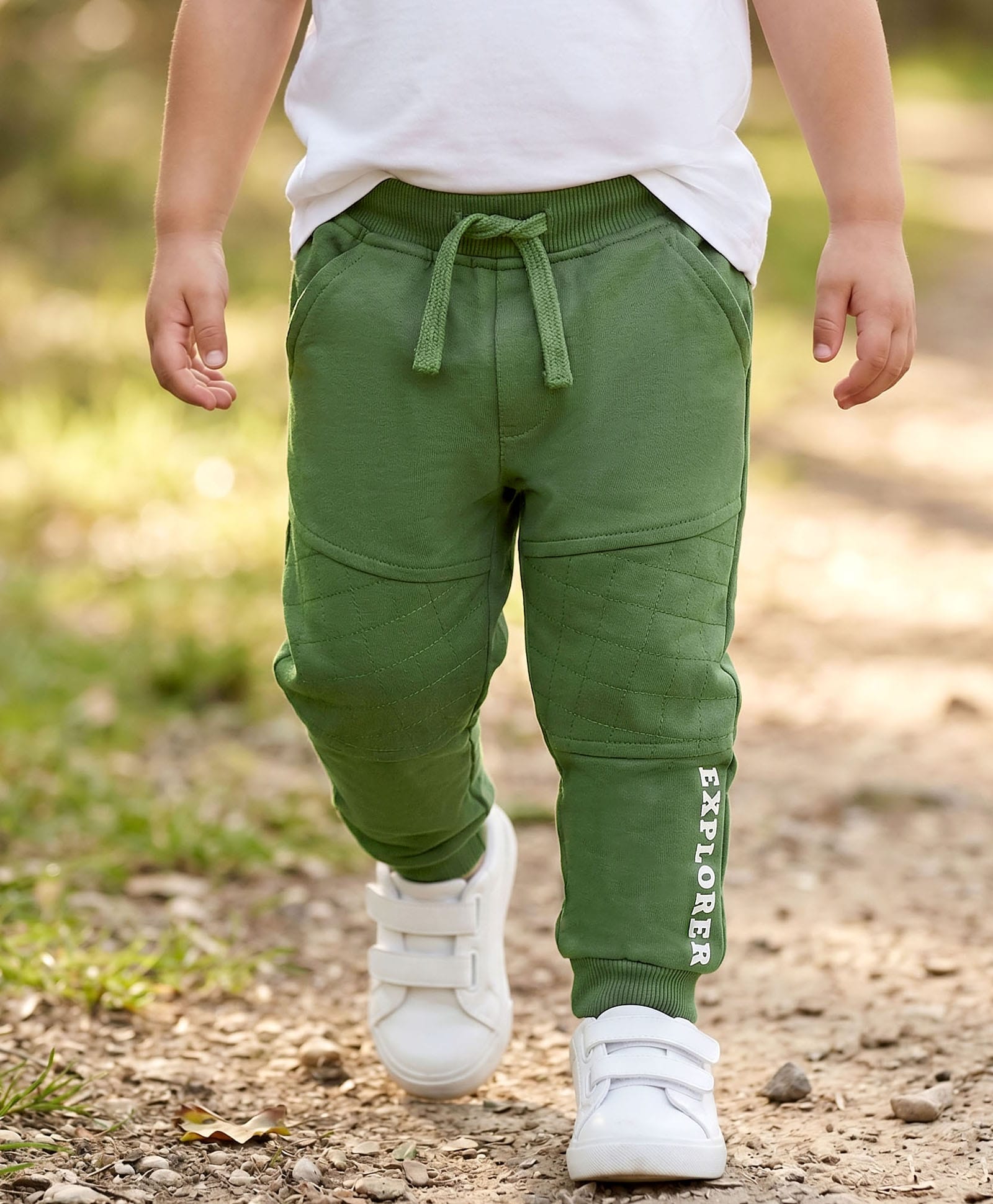 Babyhug Looper Knit Full Length Lounge Pant With Text Print - Olive Green-picture-17
