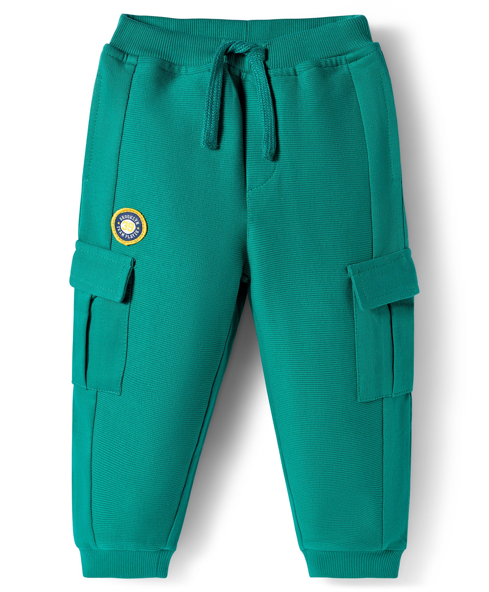 Babyhug Cotton Knit Full Length Lounge Pant With Text Badge - Mint Green-image-18