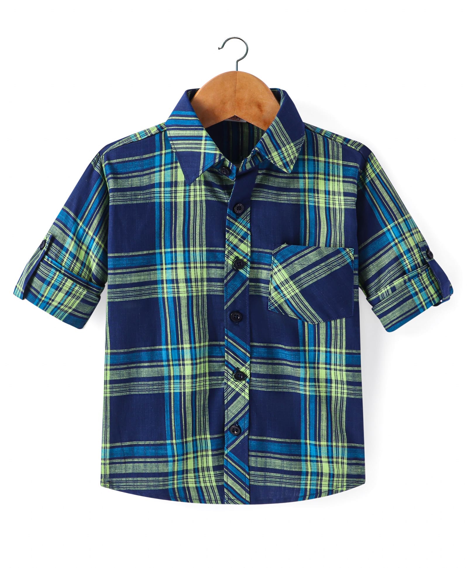 Rikidoos Full Sleeves Checked Shirt - Navy Blue-image-3