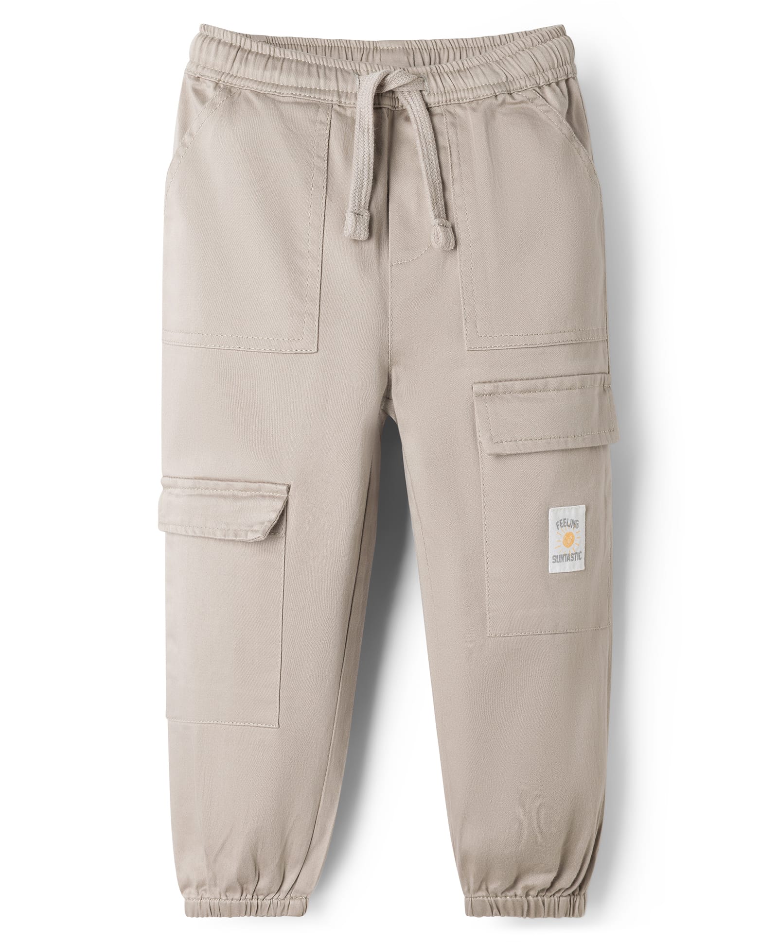 Babyoye Cotton Woven Full Length Trouser Pant With Text Badge - Tan-picture-16