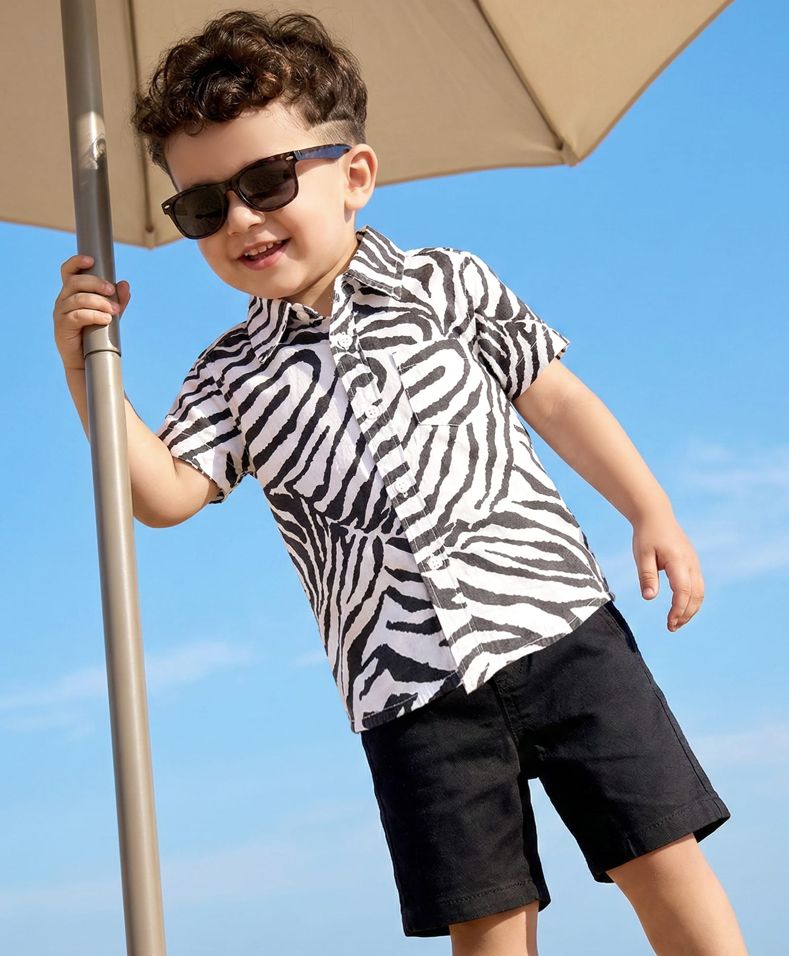 Babyhug Cotton Woven Half Sleeves Printed Shirt & Denim Shorts Set - Multicolor-picture-14