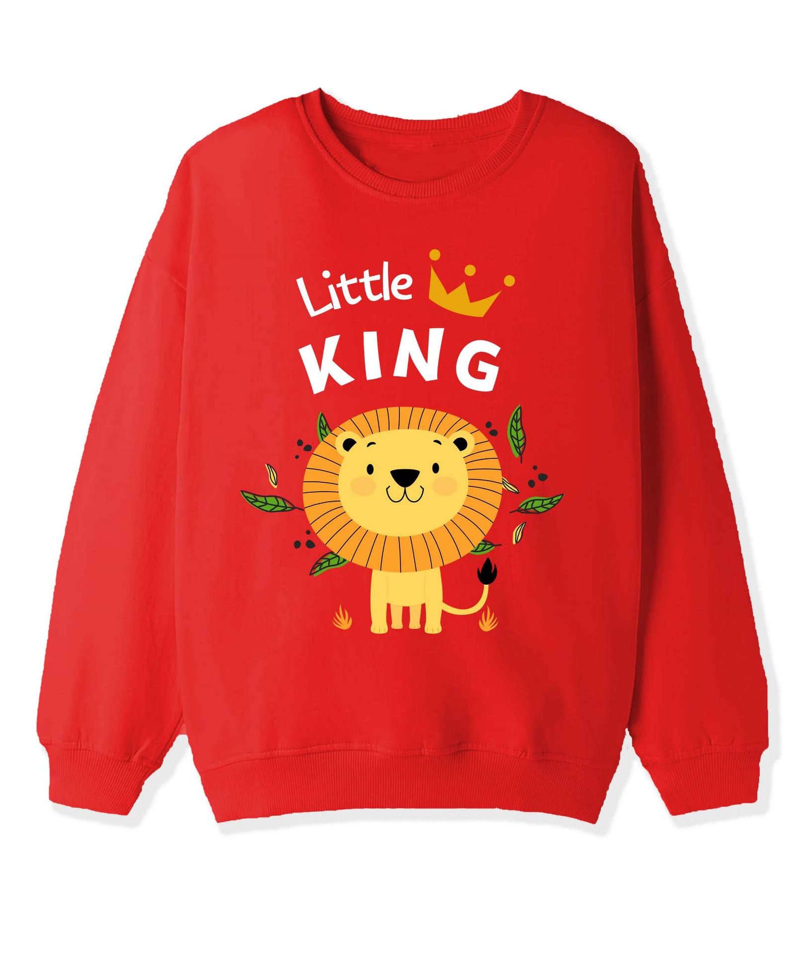 KAVEE Terry Knit Full Sleeves Lion King Text Printed Light Winter Sweatshirt - Red-picture-16