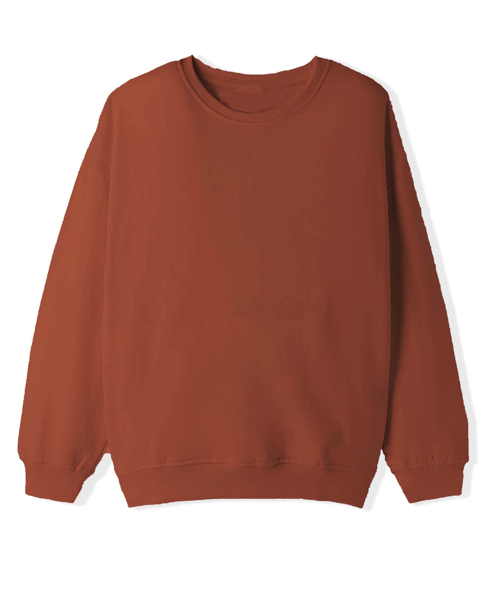 KAVEE Terry Knit Full Sleeves Solid Light Winter Sweatshirt - Brown-image-45