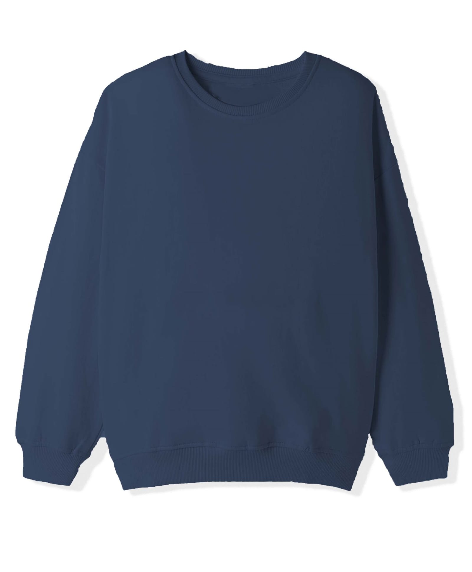 KAVEE Terry Knit Full Sleeves Solid Light Winter Sweatshirt - Navy Blue-picture-21