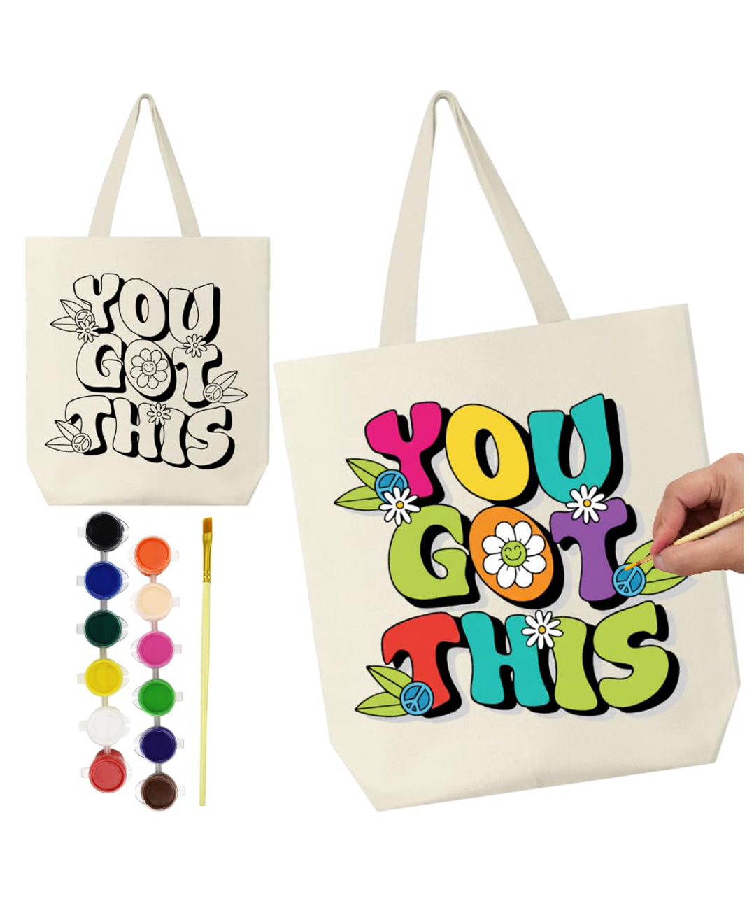 Asian Hobby Crafts Tote Bag Painting Kit for Kids & Adults Reusable Cotton Bag with Colors & Brush | DIY Art & Craft Kit for Gifting, Return Gifts, School Projects & Daily Use | Design - Quote-image-22