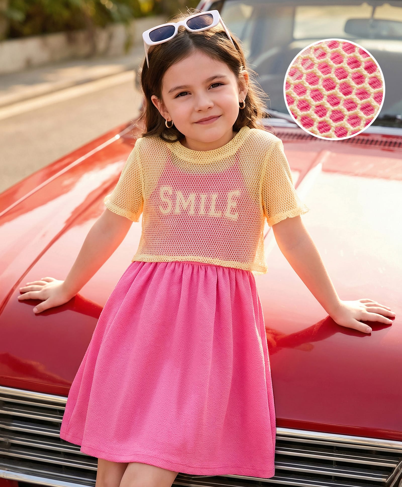 Hola Bonita Knit Frock with Half Sleeves Jacket - Yellow & Pink-image-26