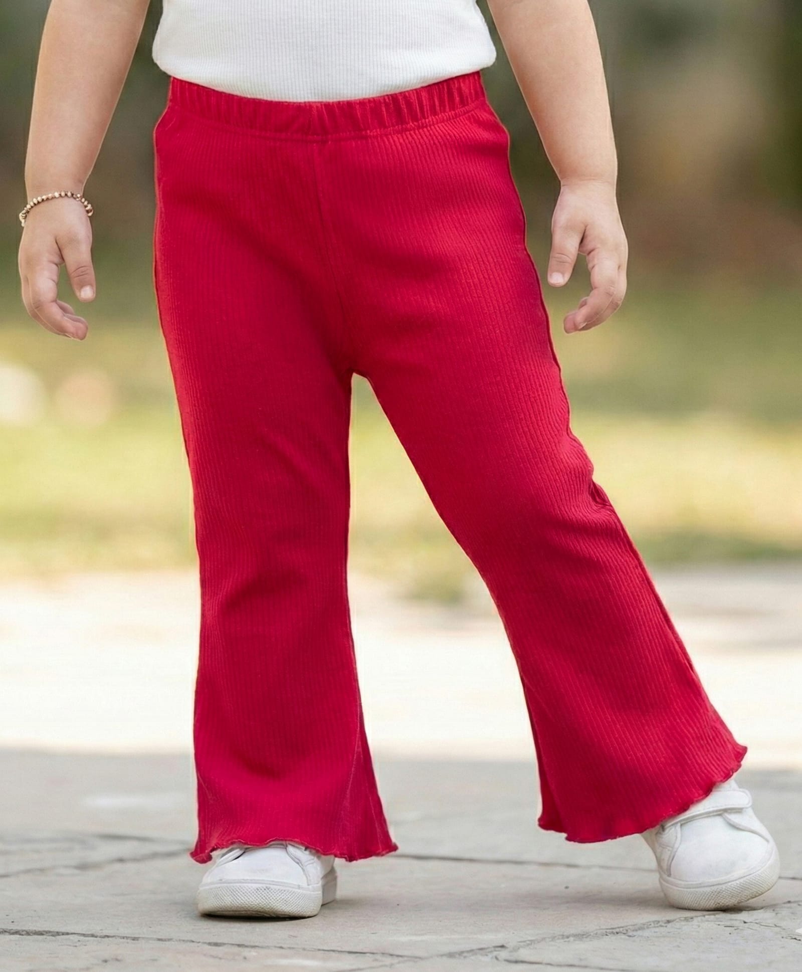 Babyhug Cotton Knit Full Length Solid Color Flared Legging - Maroon-image-14