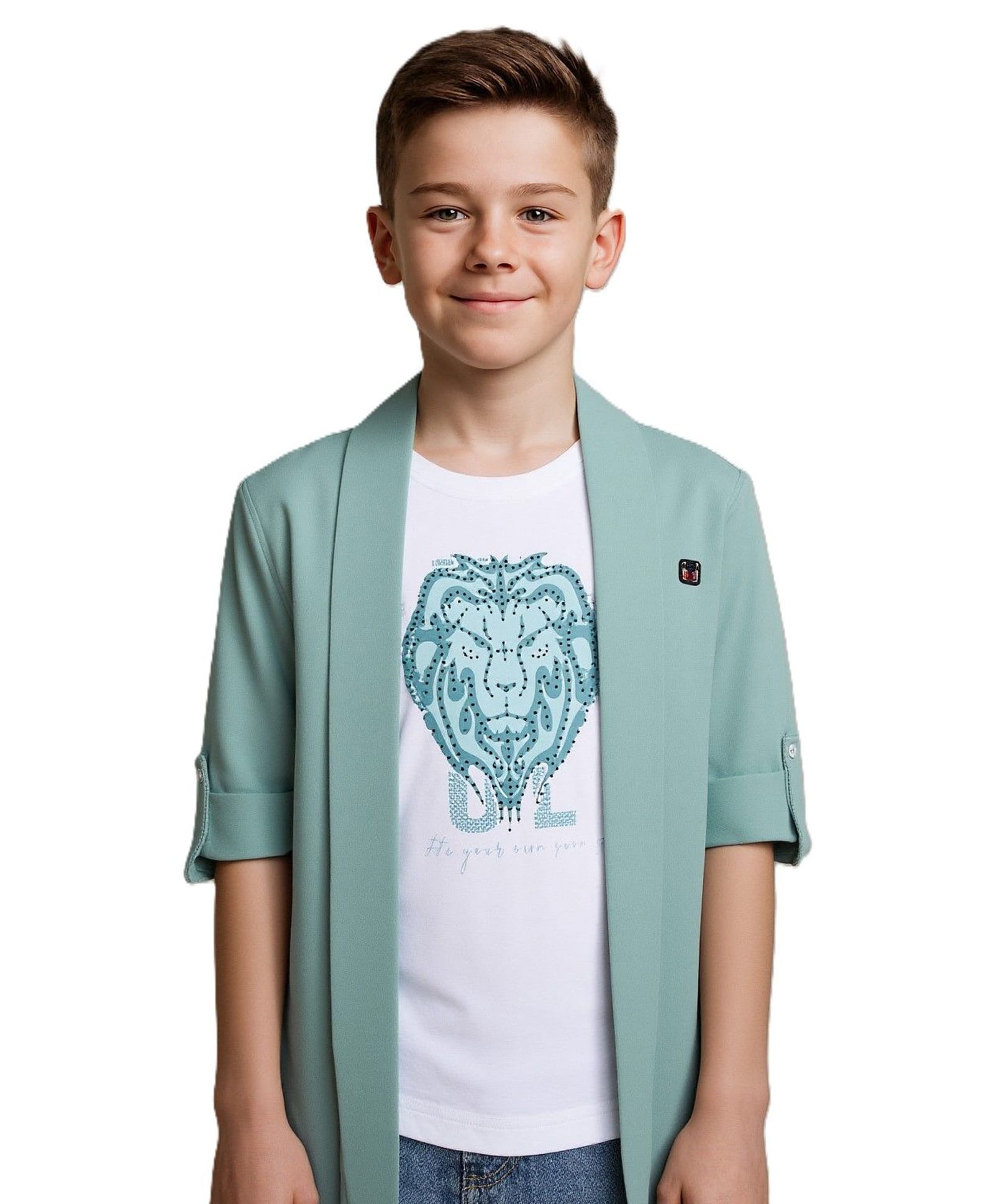 Charchit Cotton Woven Full Sleeves Solid Blazer With Tee - Sea Green-picture-12