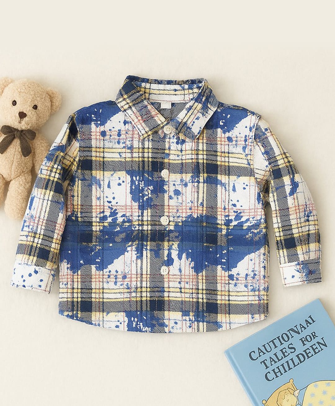 Googo Gaaga Cotton Woven Full Sleeves Checked Colour Splash Printed Shirt - Blue-picture-24