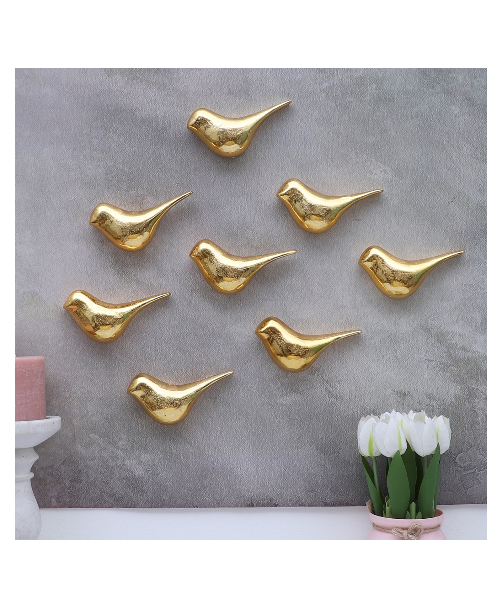 Amaya Decors Gold Small Alumininium Bird Set of 8-picture-26