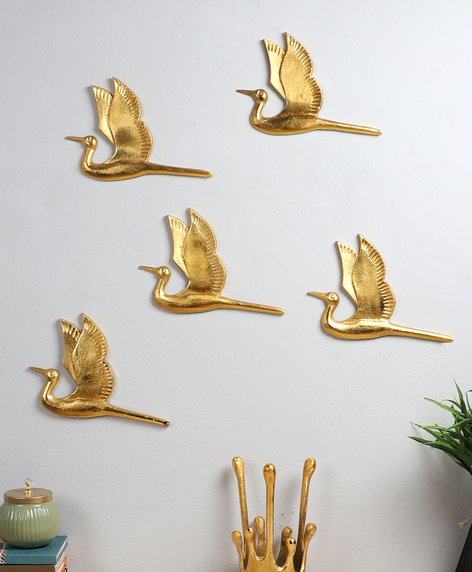Amaya Decors Flying Bird Aluminium Wall Decor Set of 5-picture-21