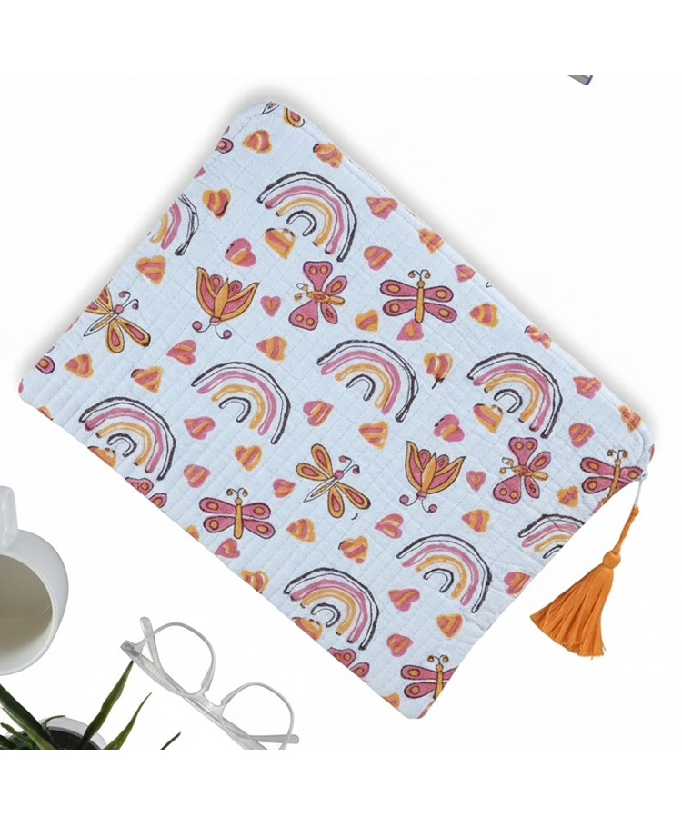 PEXX Cotton Utility Pouch Rainbow Print-Mustard-image-15