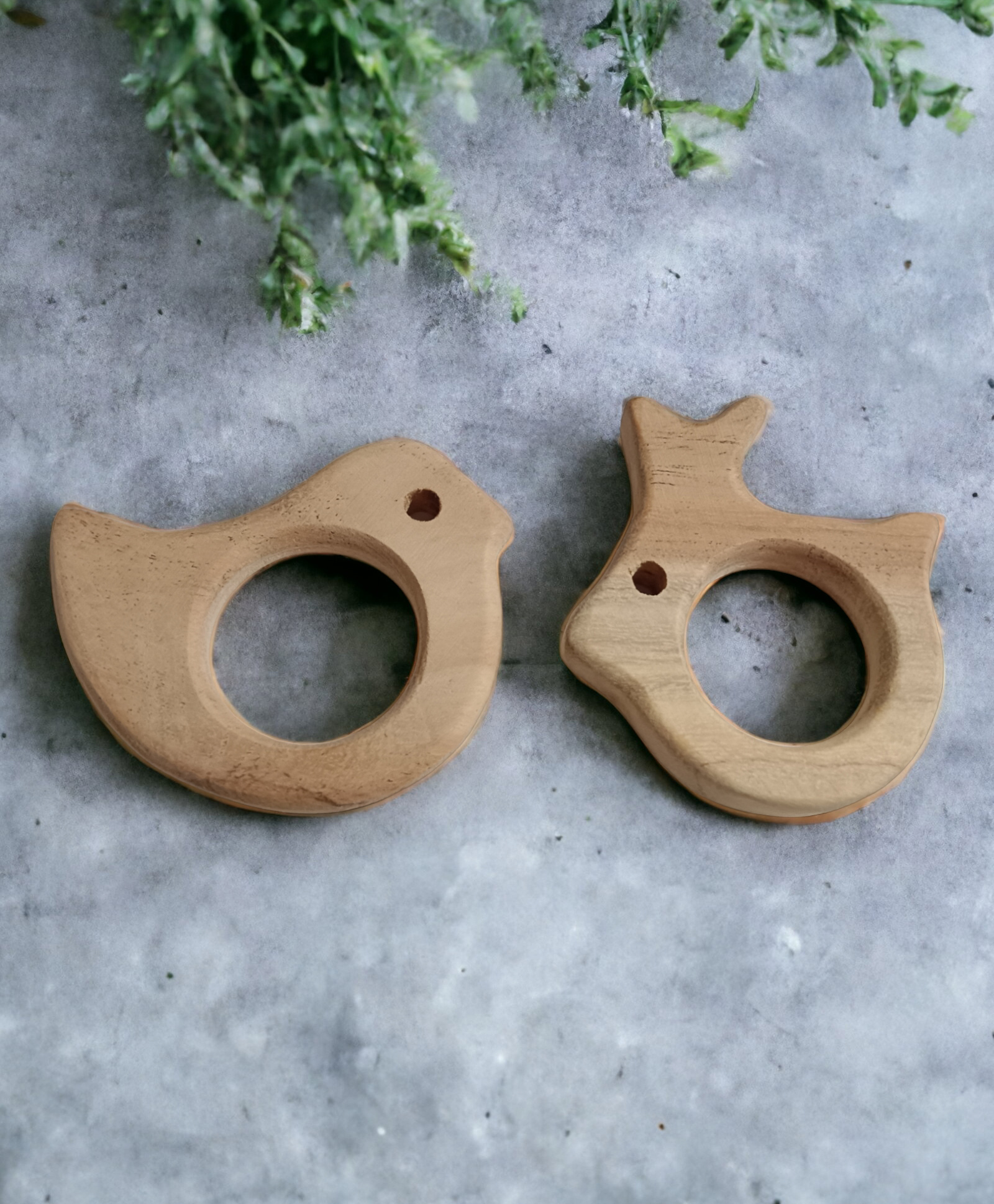 neemtoys Set of 2 Soothing Neem Wooden Teethers of Shapes Dove & Rabbit- Brown-image-24