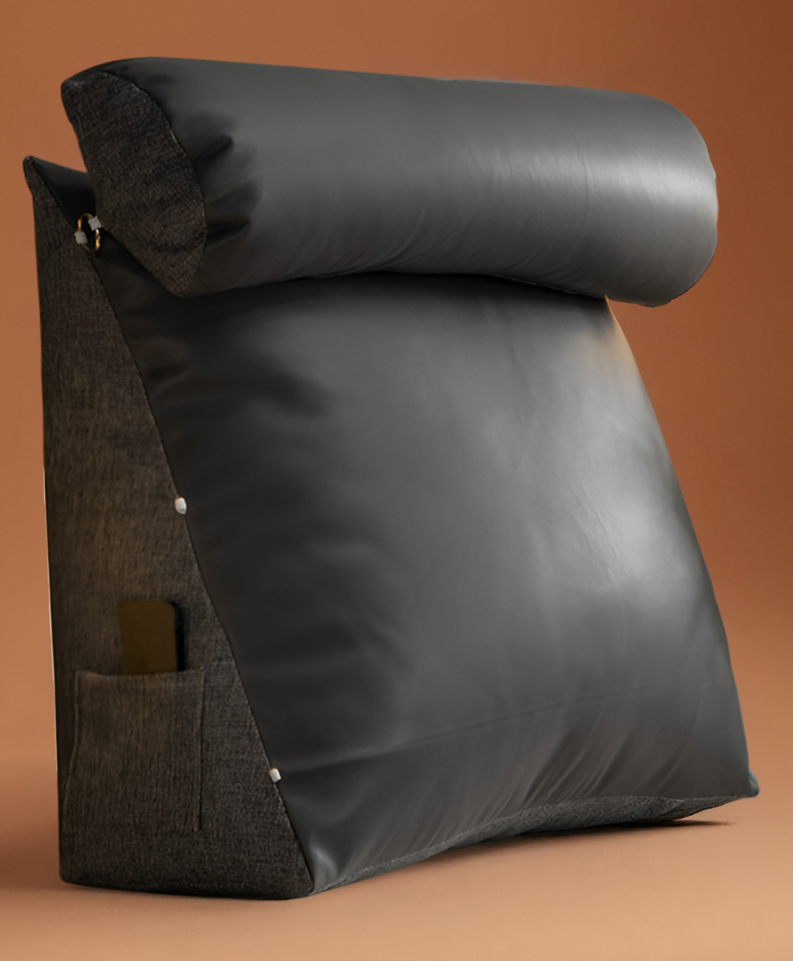 SYGA Bedside Cushion Pillow with Side Pockets, Removable Washable Cover, Backrest Support for Reading & Relaxing - Grey-image-35