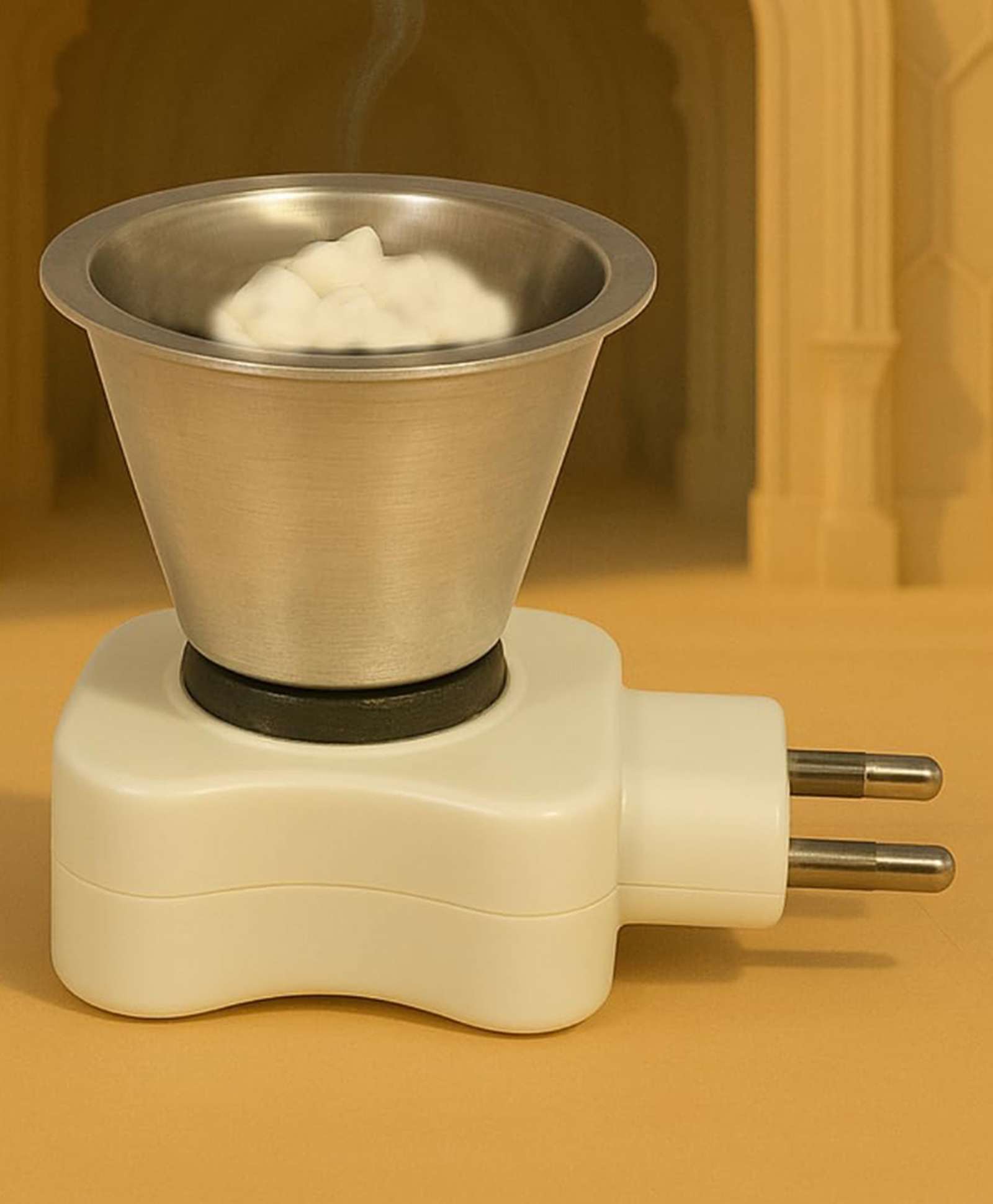 JD FRESH 1 PC Stainless Steel Camphor Diffuser Burner For Meditation & Mosquito Repellent - White-image-5