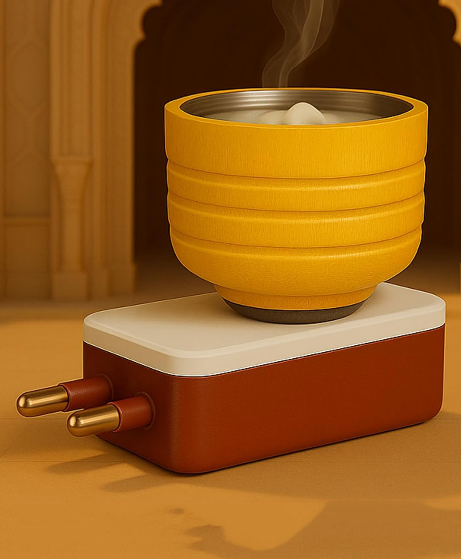 JD FRESH 1 PC Mango Wooden Electric Camphor Diffuser Burner for Home - Light Brown-image-14