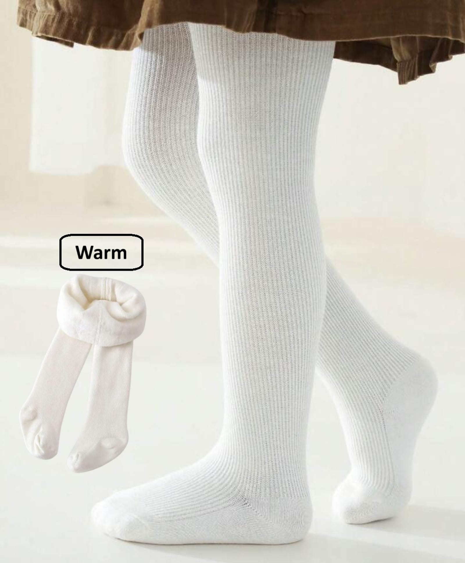 Ziory Wool Knit Solid Stockings - White-picture-39