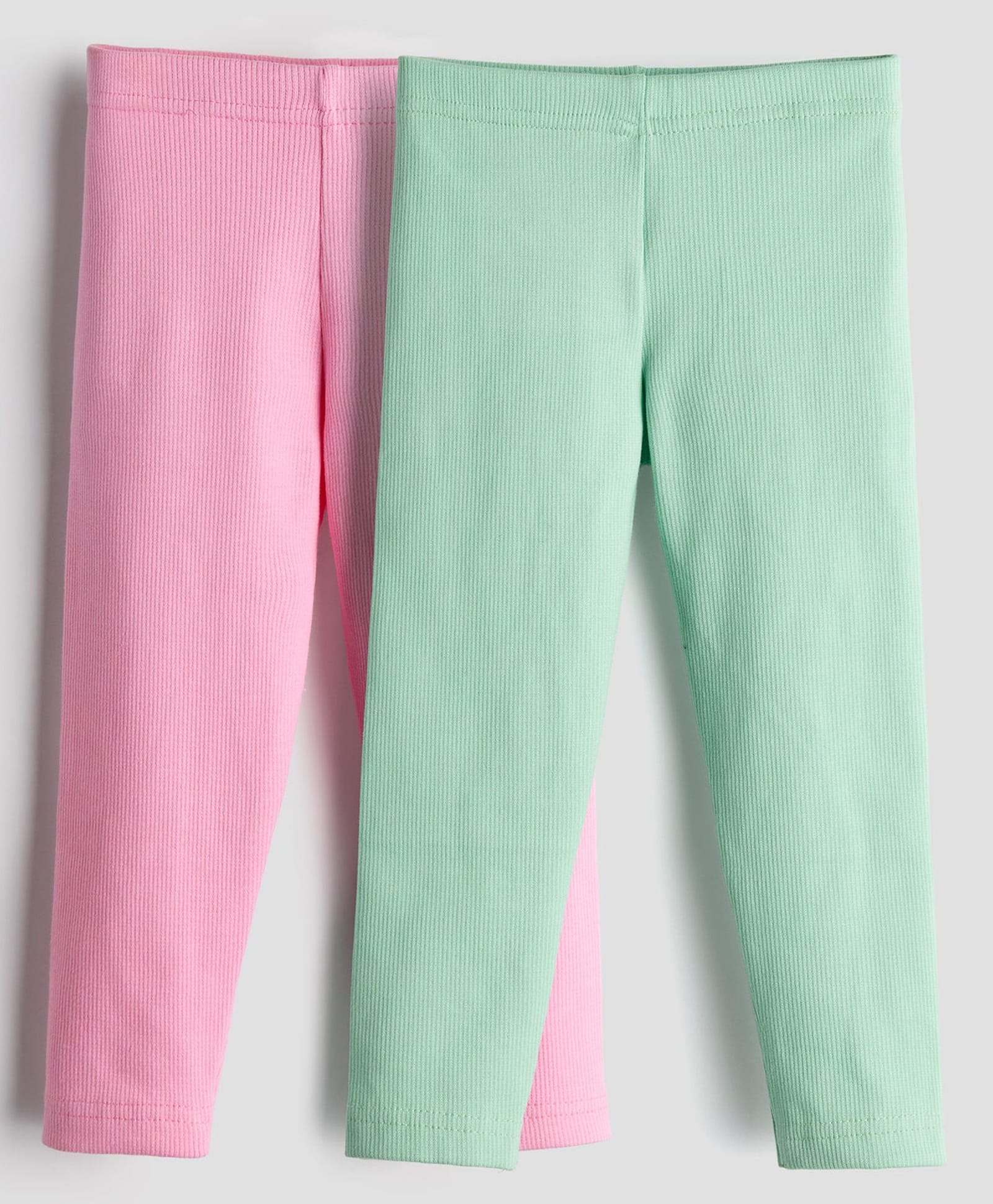 URBANRAC Organic Cotton Knit Pack Of 2 Solid Leggings - Pink & Mint Green-image-39