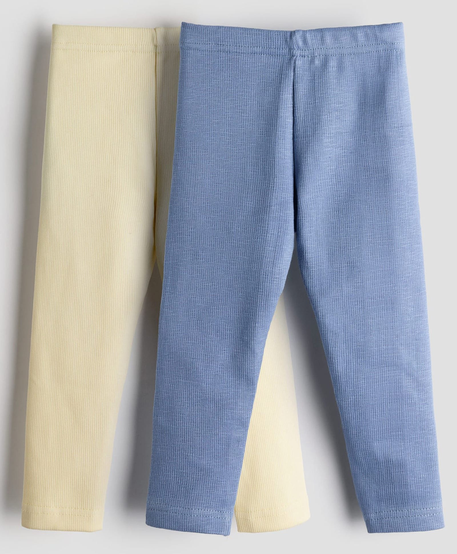 URBANRAC Organic Cotton Knit Pack Of 2 Solid Leggings - Ivory & Grey Blue-image-21