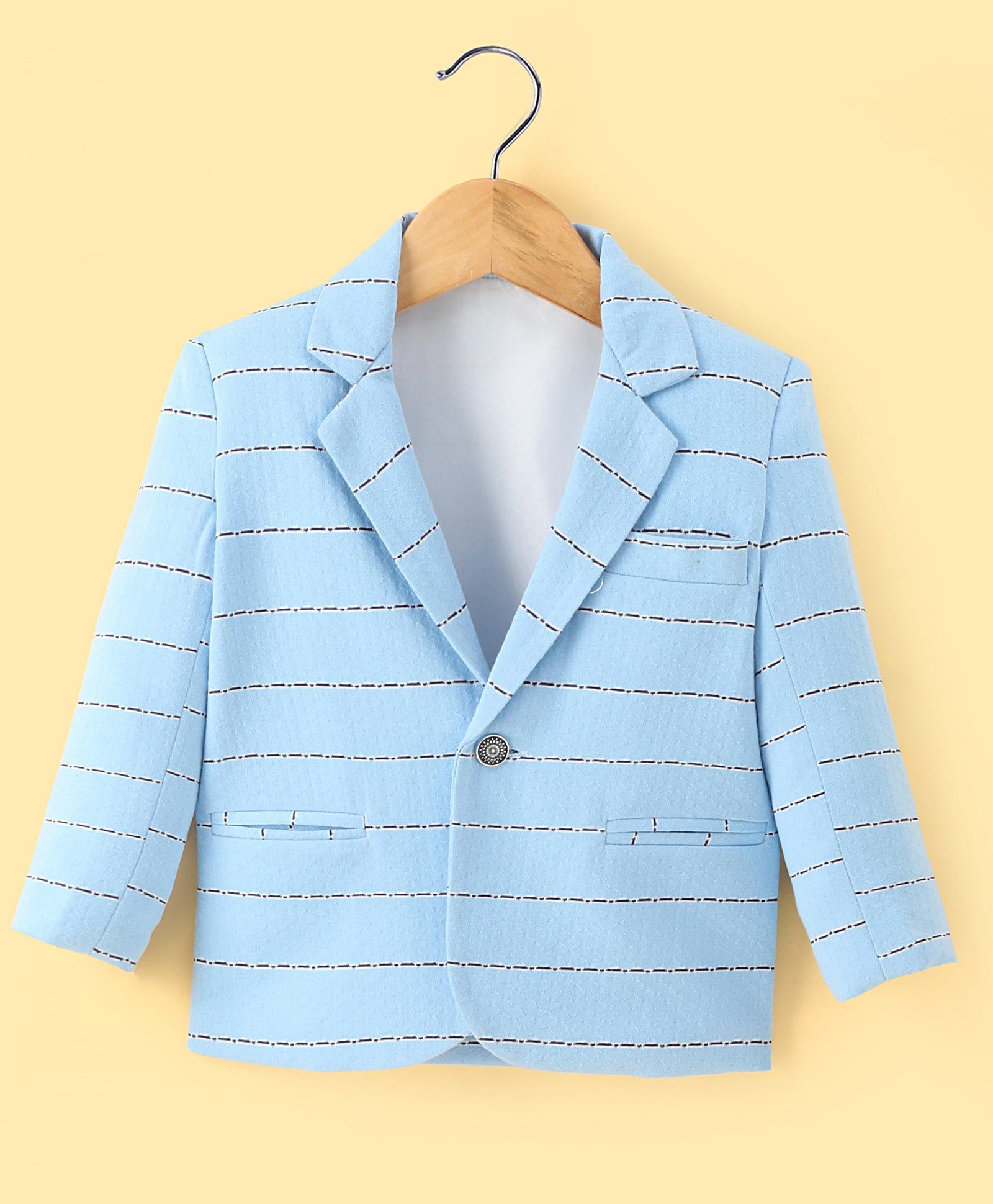 Rikidoos Full Sleeves Striped Blazer - Sky Blue-picture-20