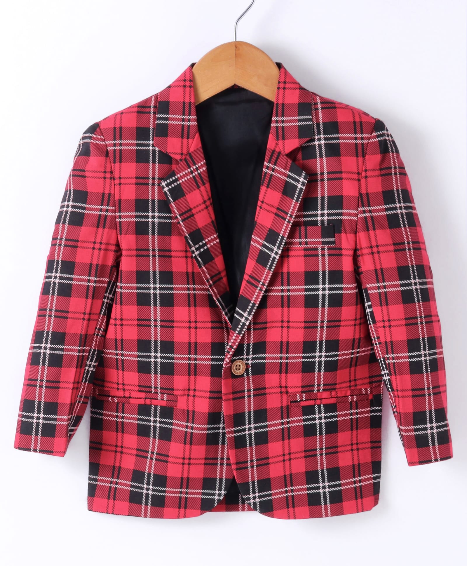 Rikidoos Full Sleeves Plaid Checked Blazer - Maroon-image-30