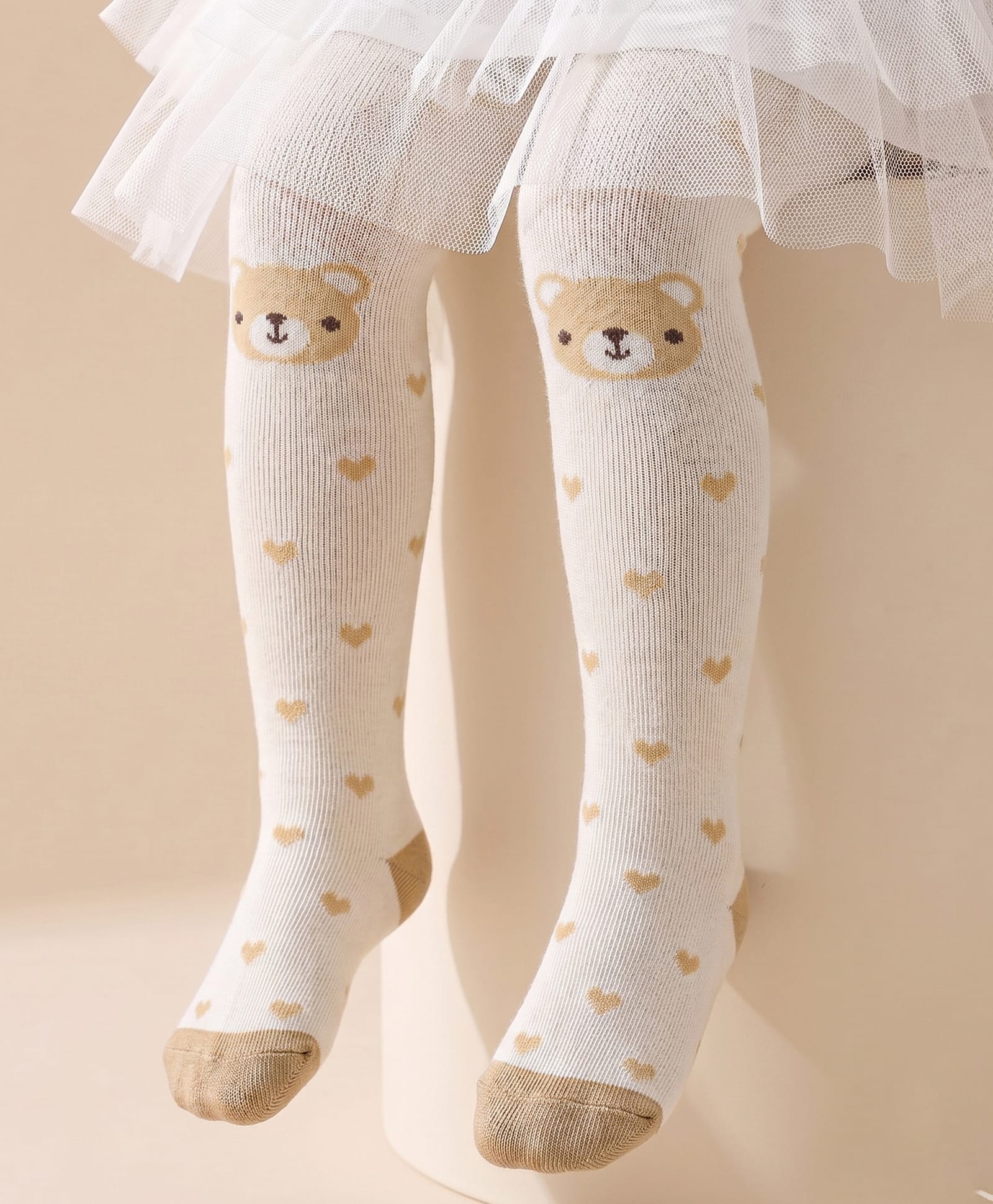 Cute Walk by Babyhug Knit Heart & Bear Design Antibacterial Tights - White-picture-19