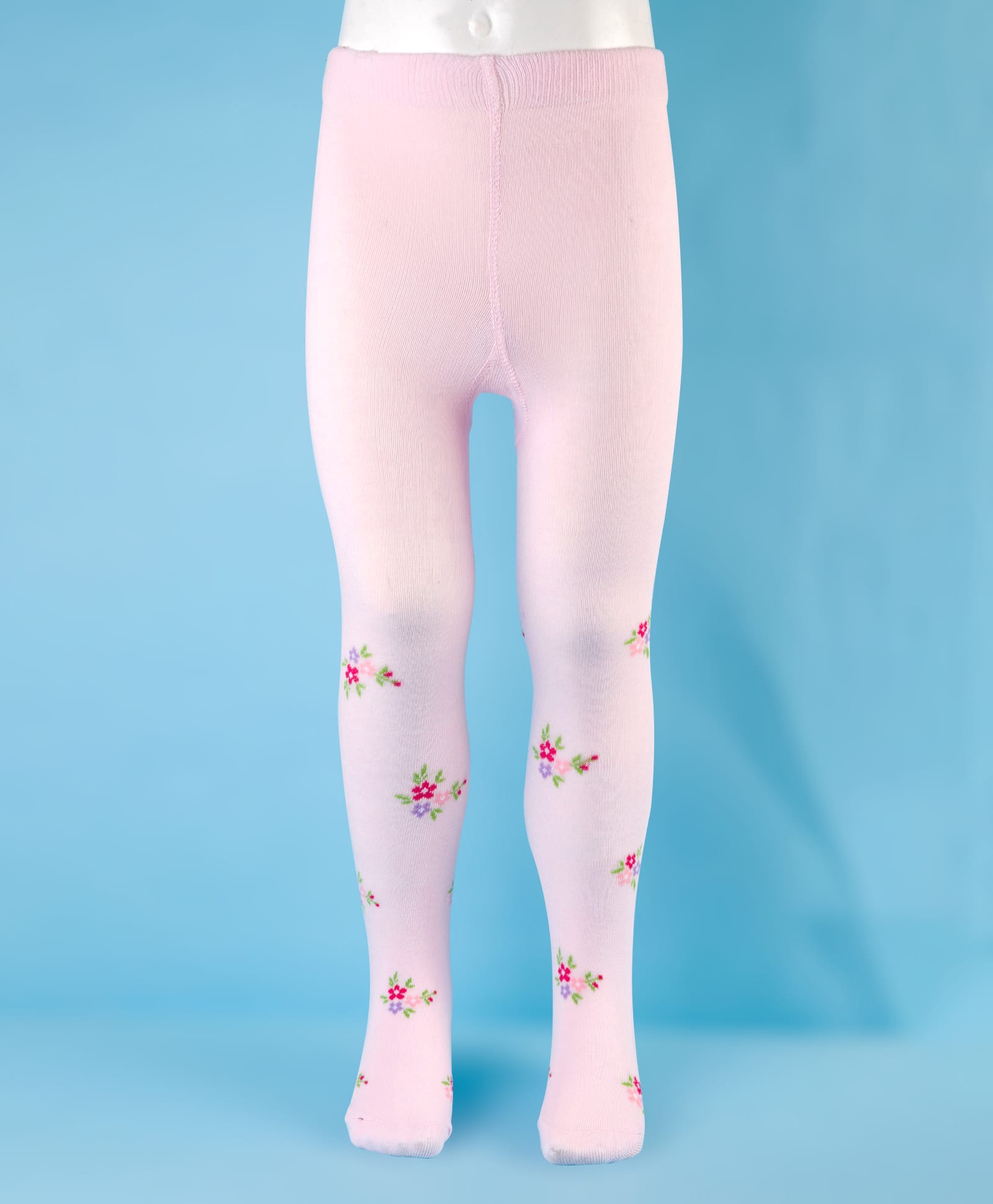 Cute Walk by Babyhug Cotton Knit Footed Anti Bacterial Tights With Floral Design - Pink