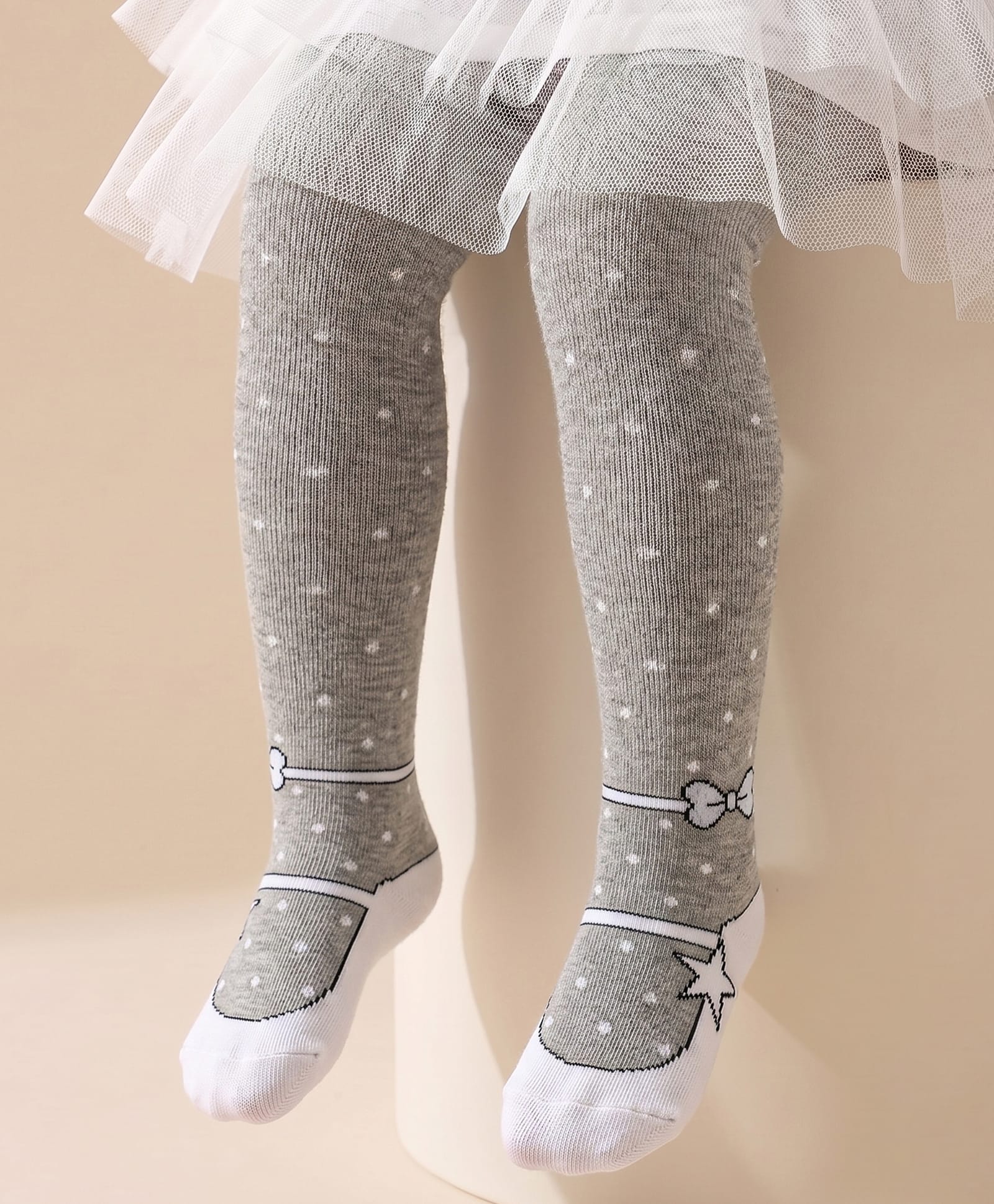 Cute Walk by Babyhug Knit Polka Dot Design Antibacterial Tights - Grey-image-10