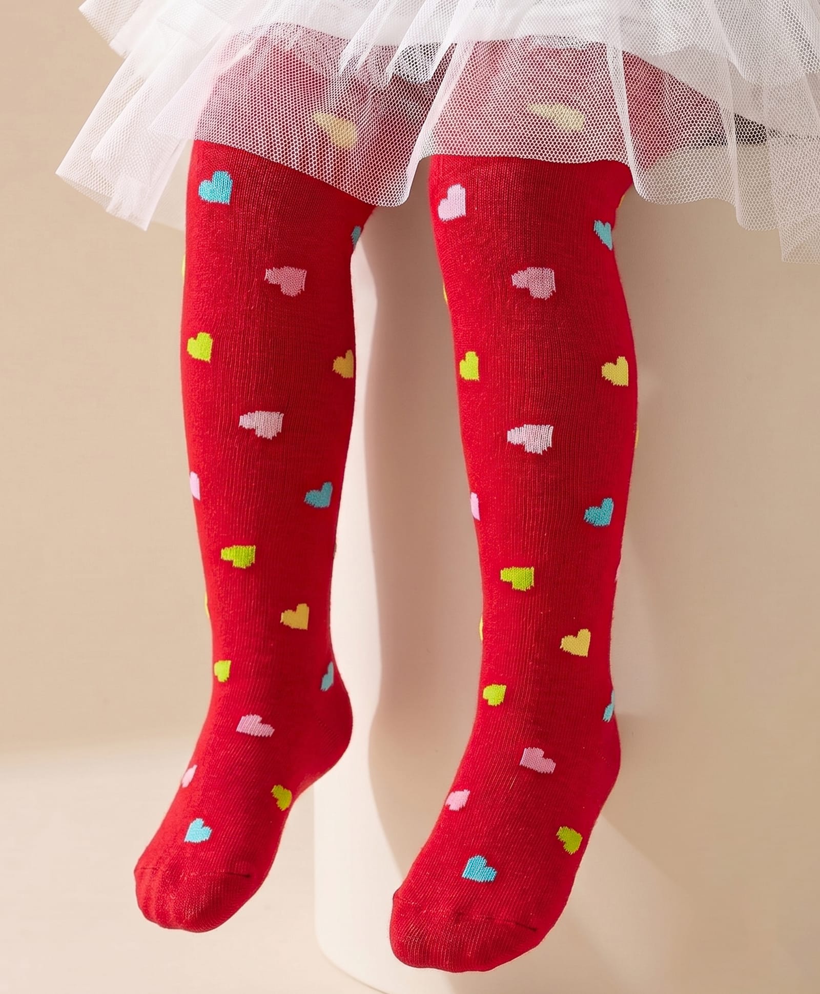 Cute Walk by Babyhug Knit Heart Design Antibacterial Tights - Red-image-39