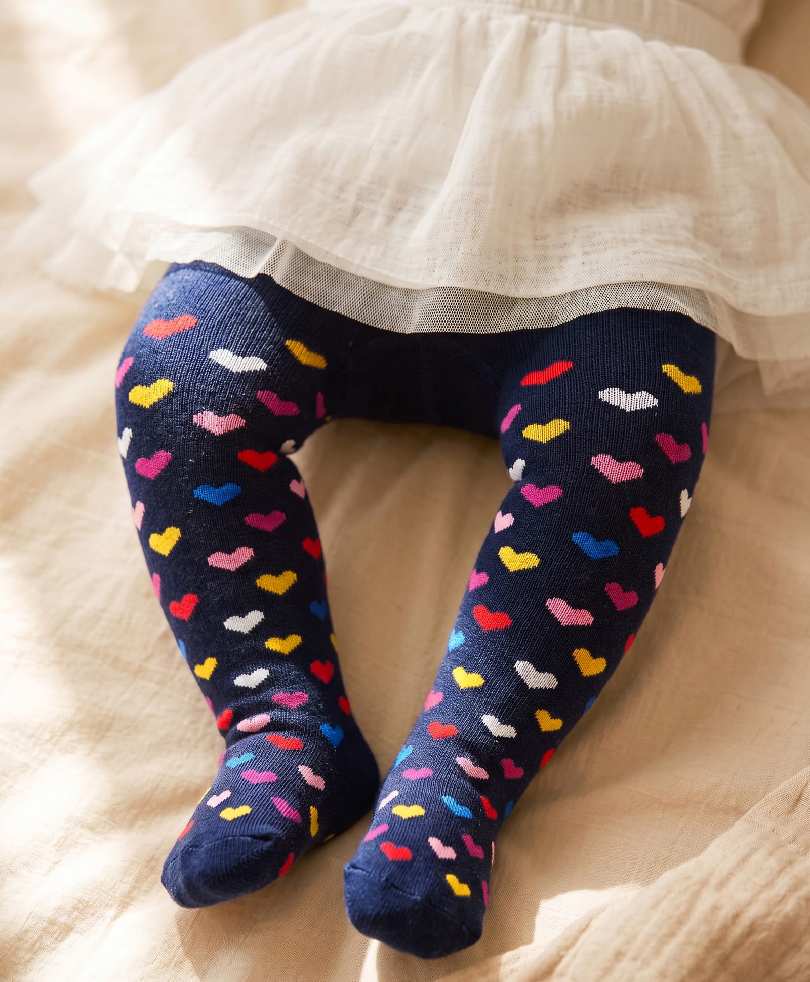 Cute Walk by Babyhug Knit Heart Design Antibacterial Tights - Navy-image-29