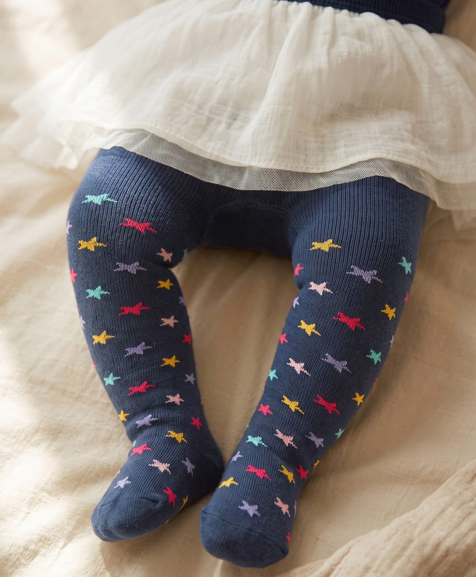 Cute Walk by Babyhug Knit Star Design Antibacterial Tights - Navy-image-24
