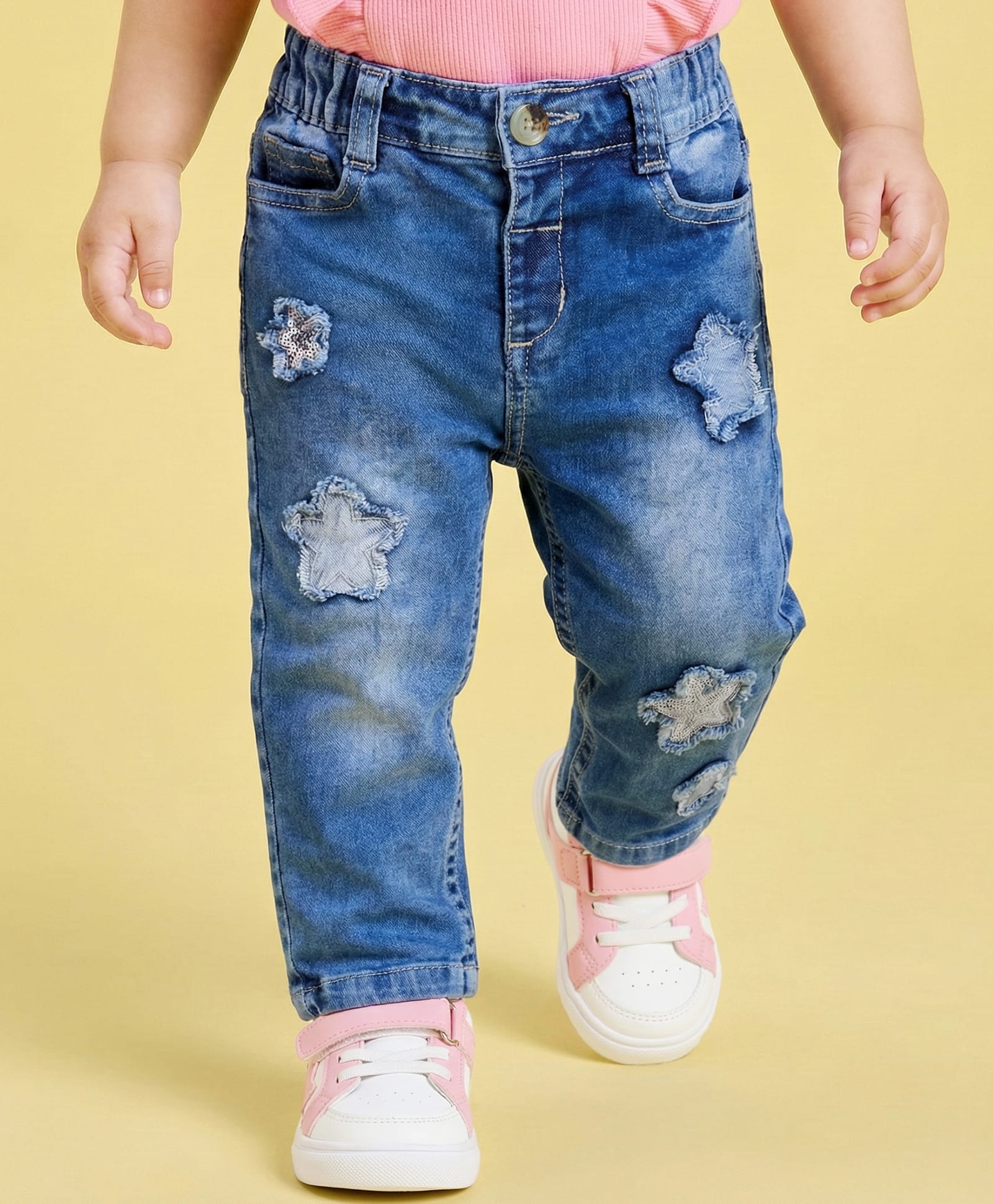 Babyoye Denim Woven Full Length Jeans with Patch & Sequin Detailing - Navy Blue-picture-17