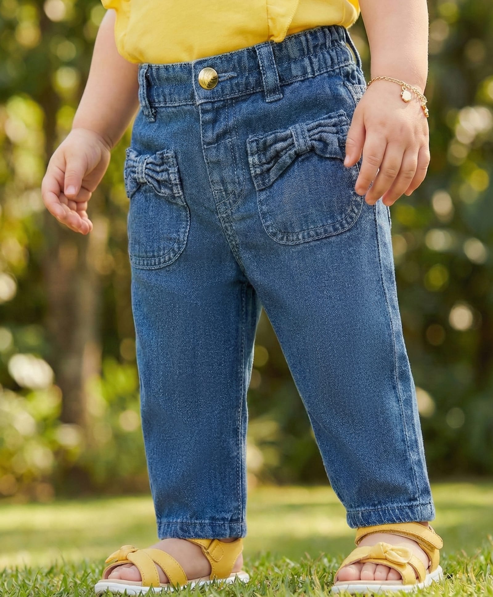 Babyoye Woven Full Length Solid Color Denim Jeans - Navy Blue-picture-13
