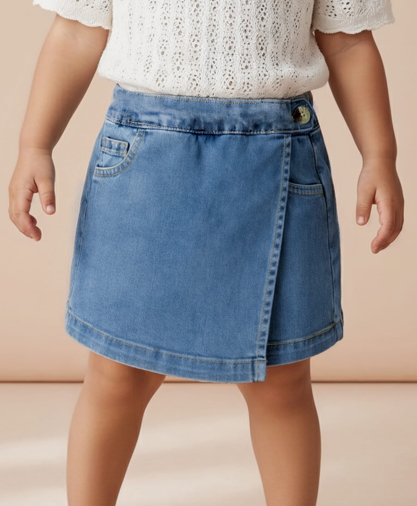 Babyoye Woven Solid Skort - Blue-image-0