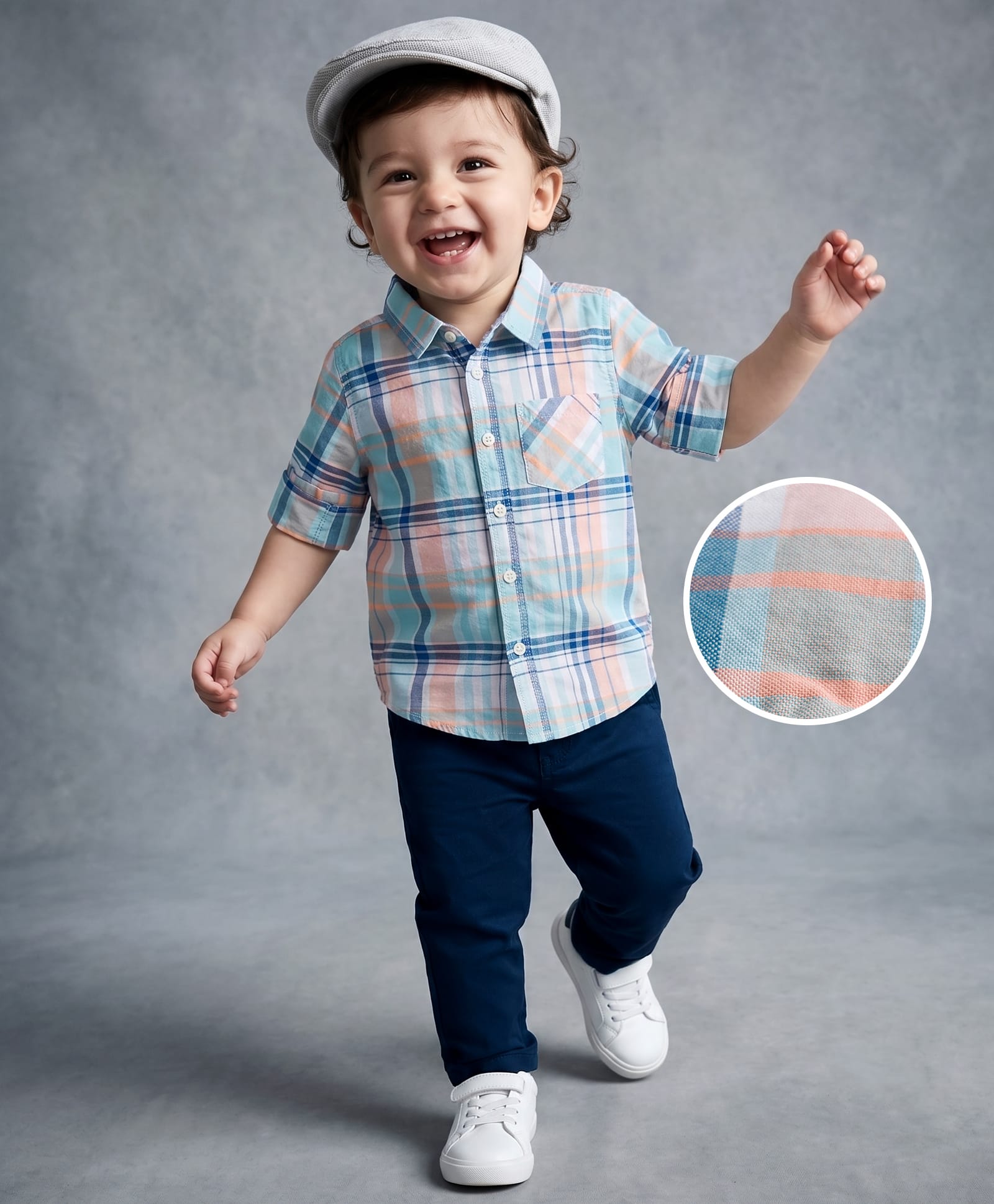 Babyhug Cotton Woven Full Sleeves Checkered Shirt & Trouser Set - Multicolor-image-4