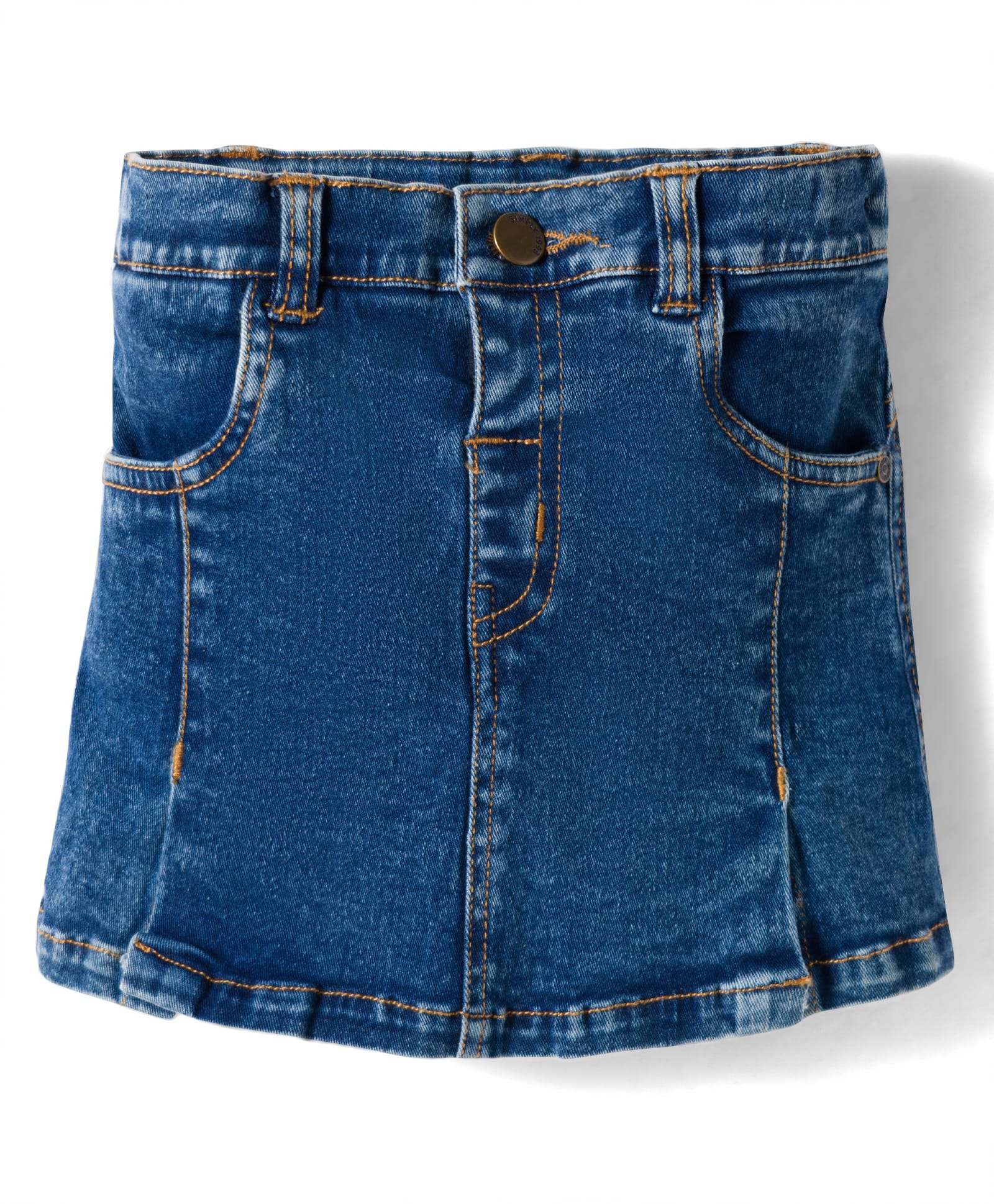 Simply Premium Denim Above Knee Length Washed Skirt - Blue-picture-14